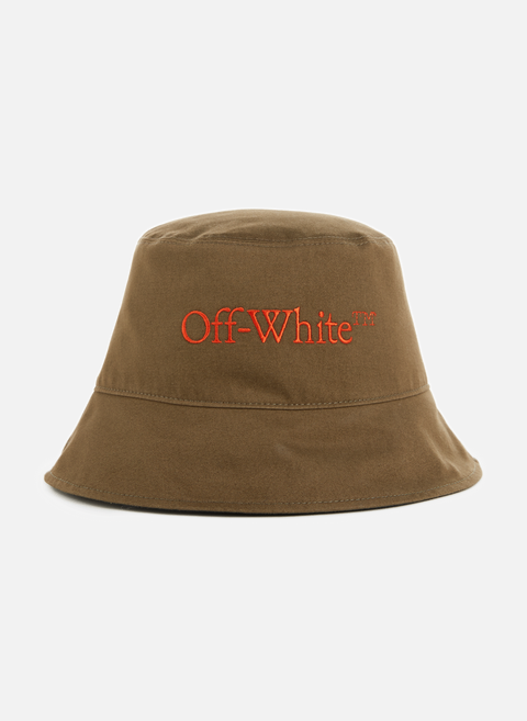 Reversible cotton bucket hat GreenOFF-WHITE 