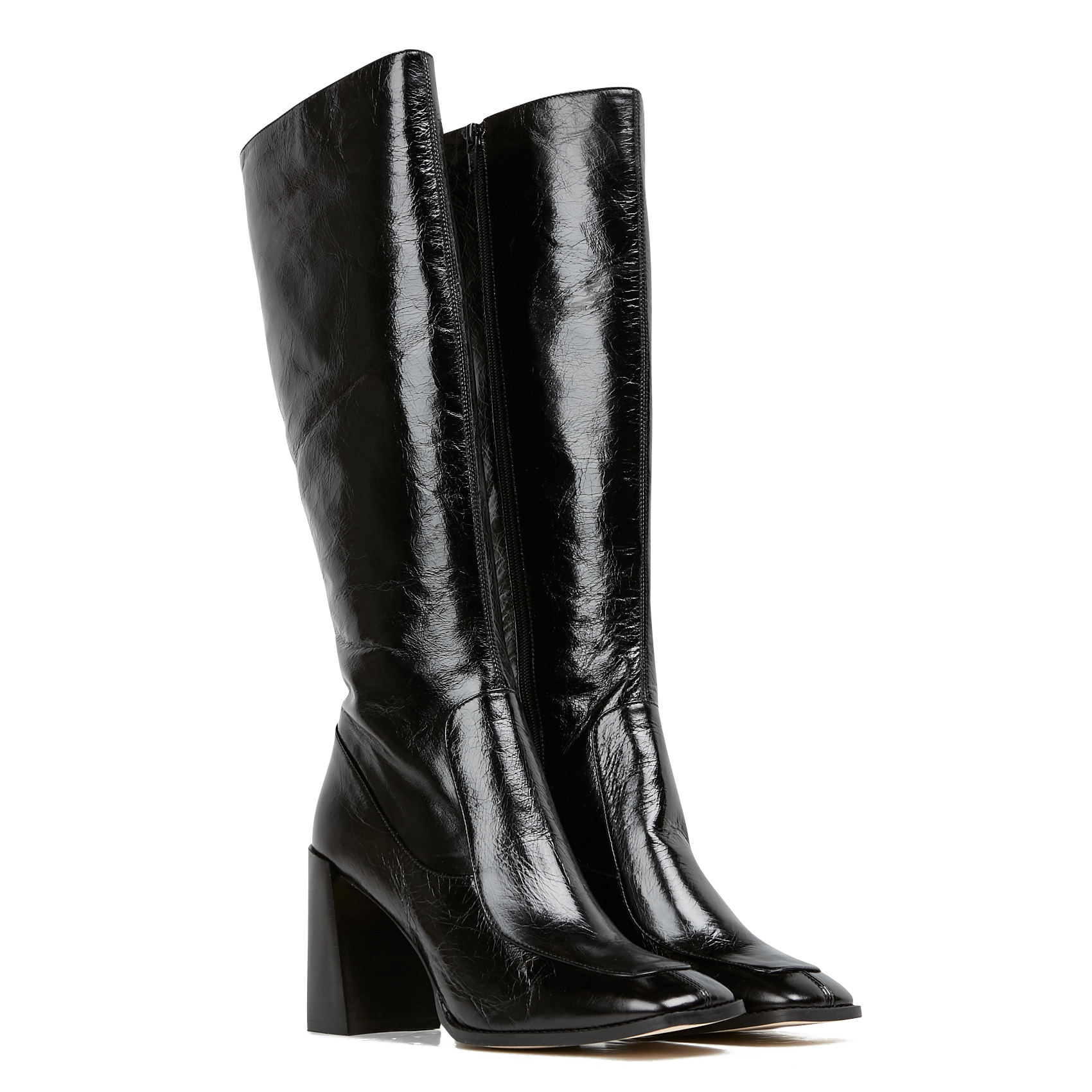 Bottes à talon en cuir vieilli vaubane JONAK Noir