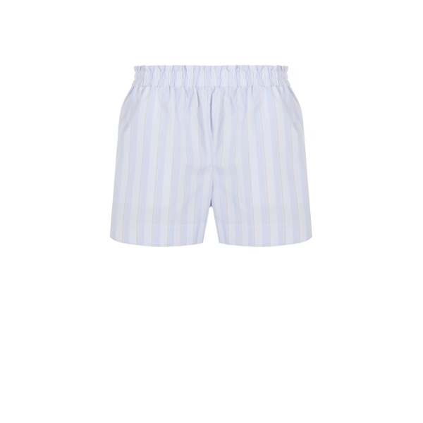 Shop Remain Striped Cotton Shorts In Blue