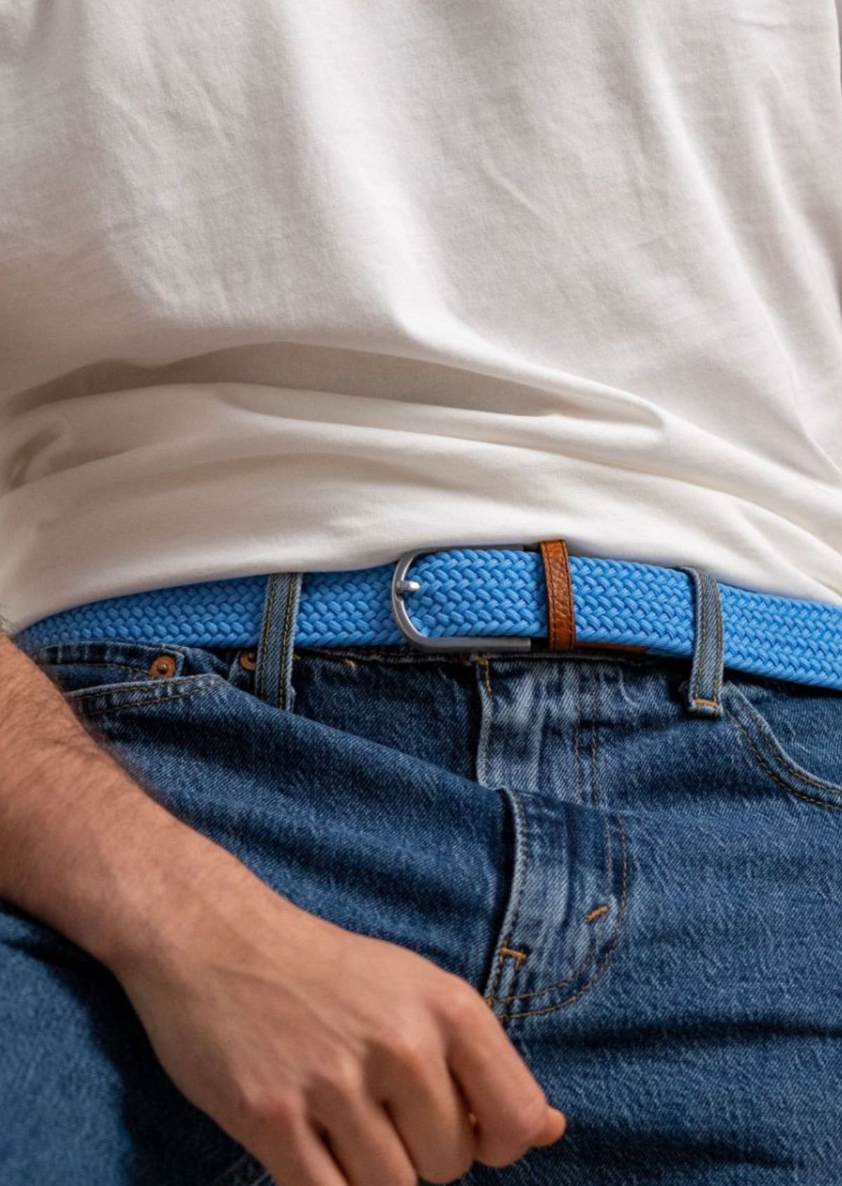 Ceinture tressée élastique unie BILLYBELT Bleu