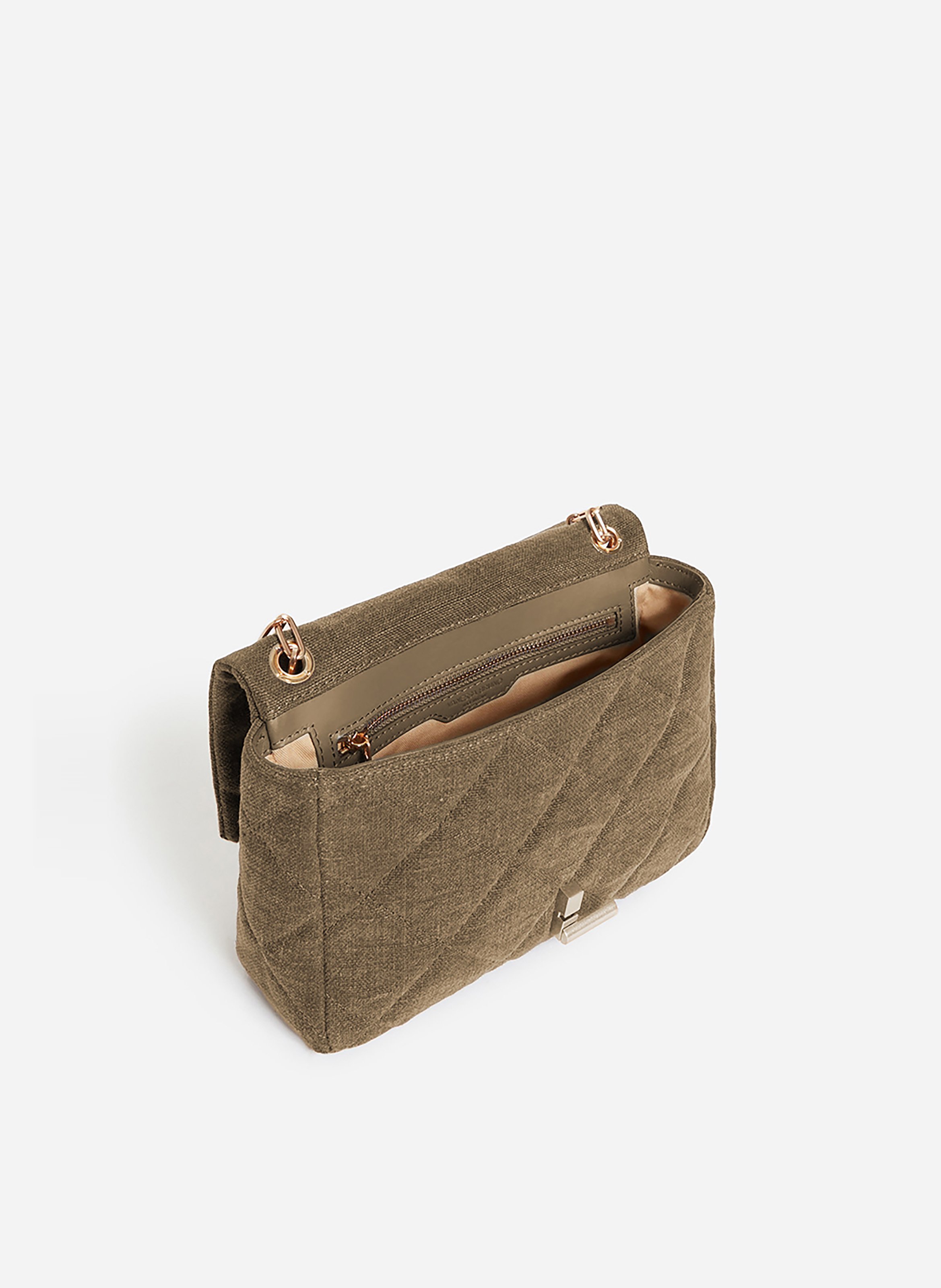 Grand sac moon en lin VANESSA BRUNO Kaki