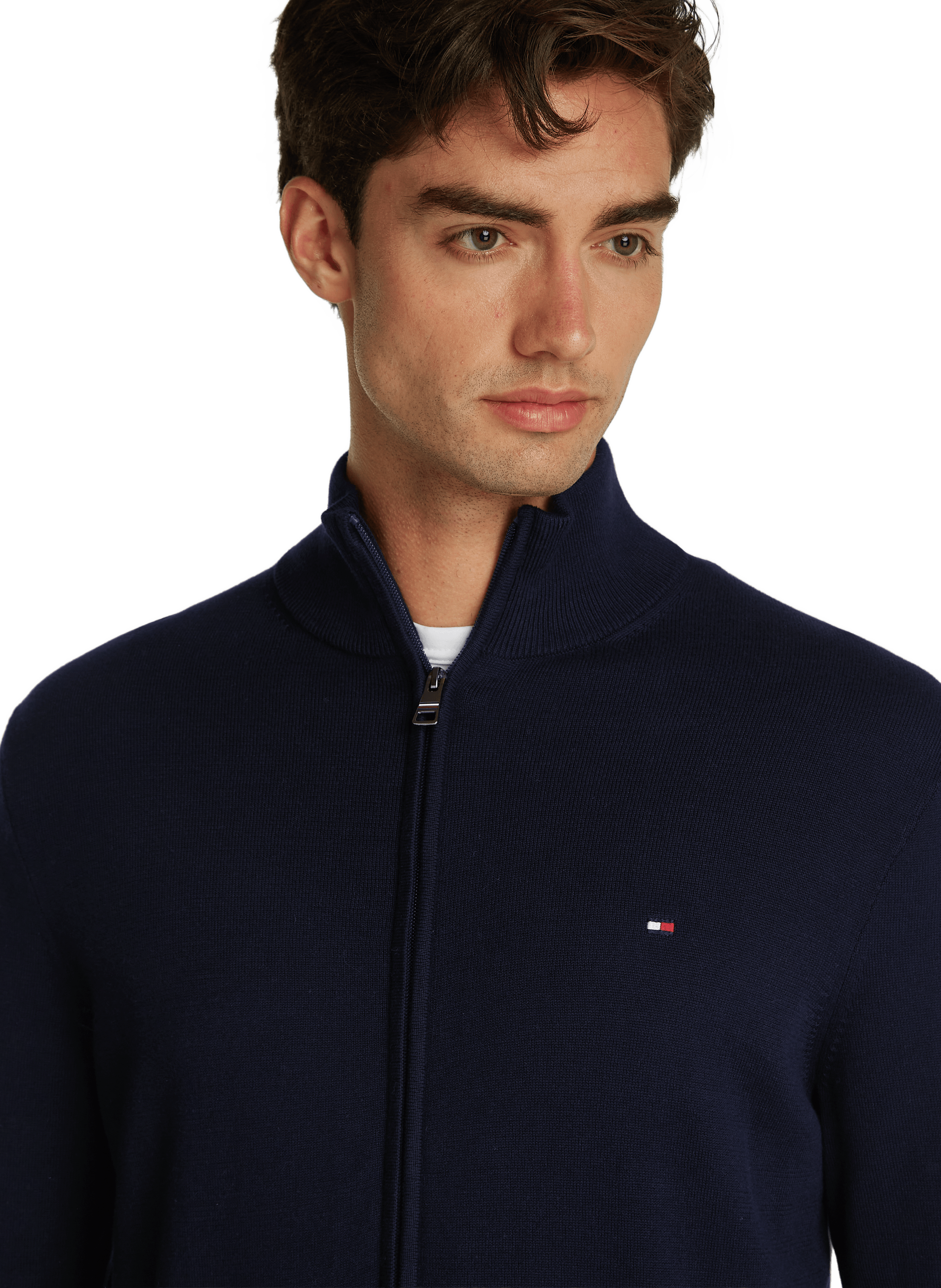 Zip-up sweater with funnel neck TOMMY HILFIGER Blue