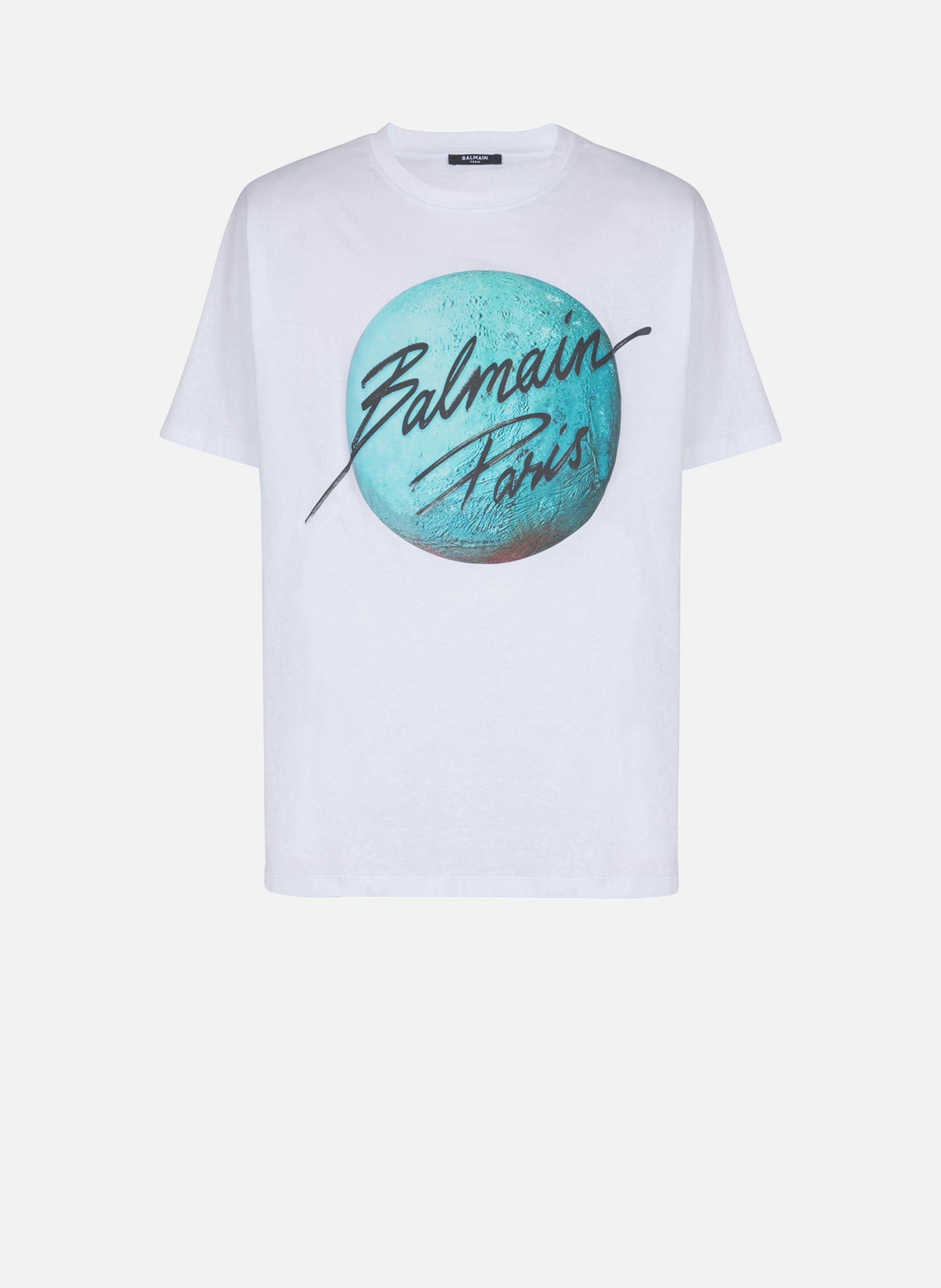 T-shirt imprimé balmain paris logo et planète BALMAIN Blanc