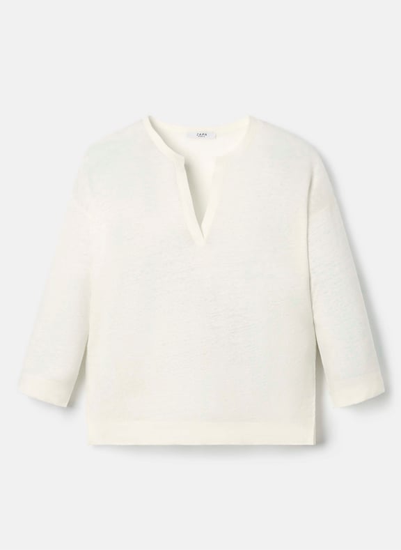 Top ecru fluide - tilleul Blanc by ZAPA ZAPA Top ecru fluide - tilleul Blanc