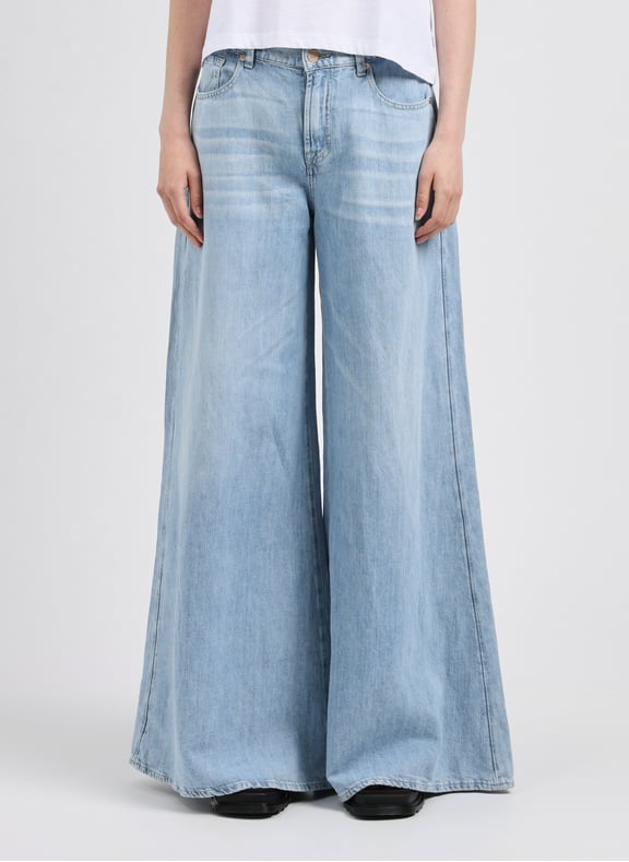 Jean ample en coton et lin Bleu by 7 FOR ALL MANKIND 7 FOR ALL MANKIND Jean ample en coton et lin Bleu