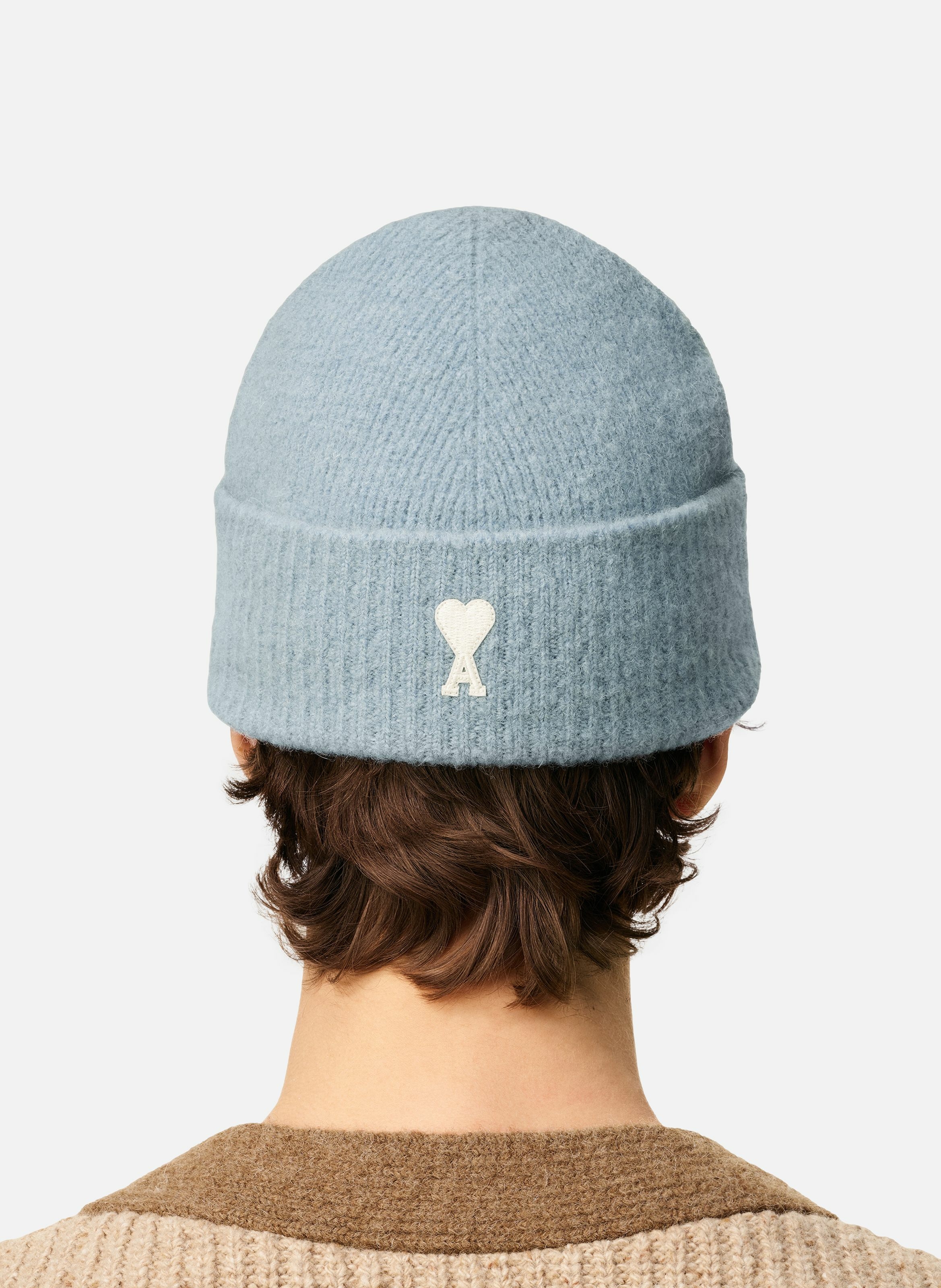 Bonnet ami de coeur en alpaga rayé unisexe AMI PARIS Bleu