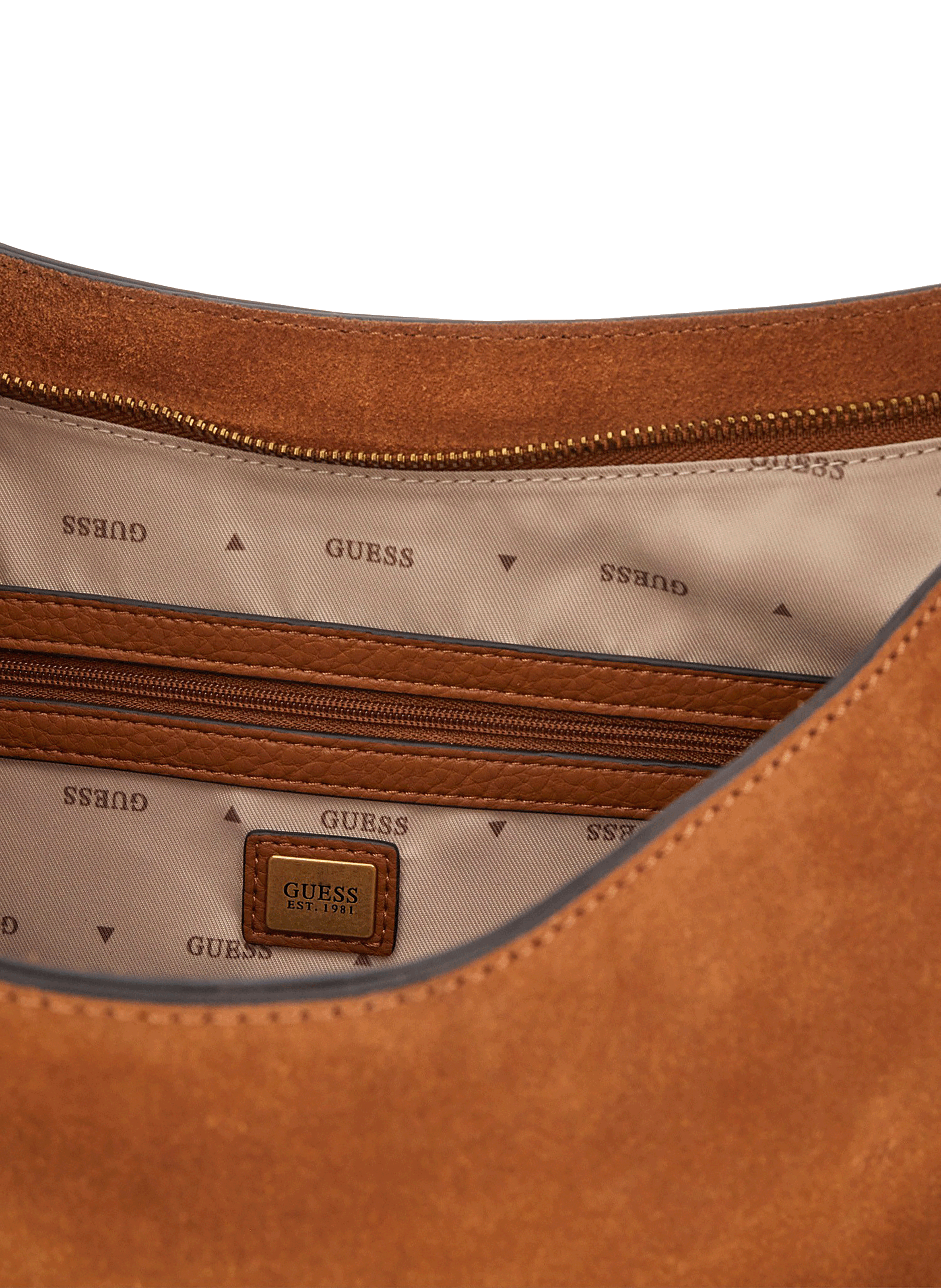 Leather shoulder bag GUESS Brown