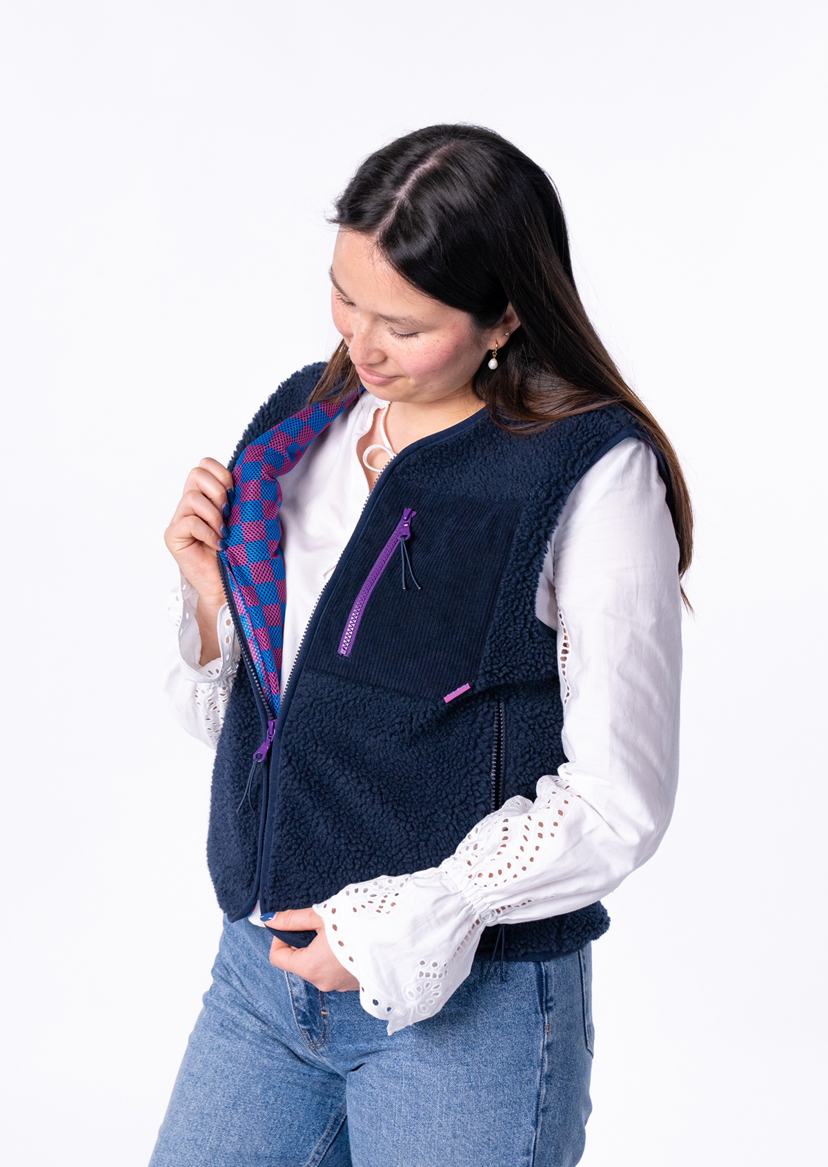 Veste sherpa zippée sans manches BILLYBELT Bleu