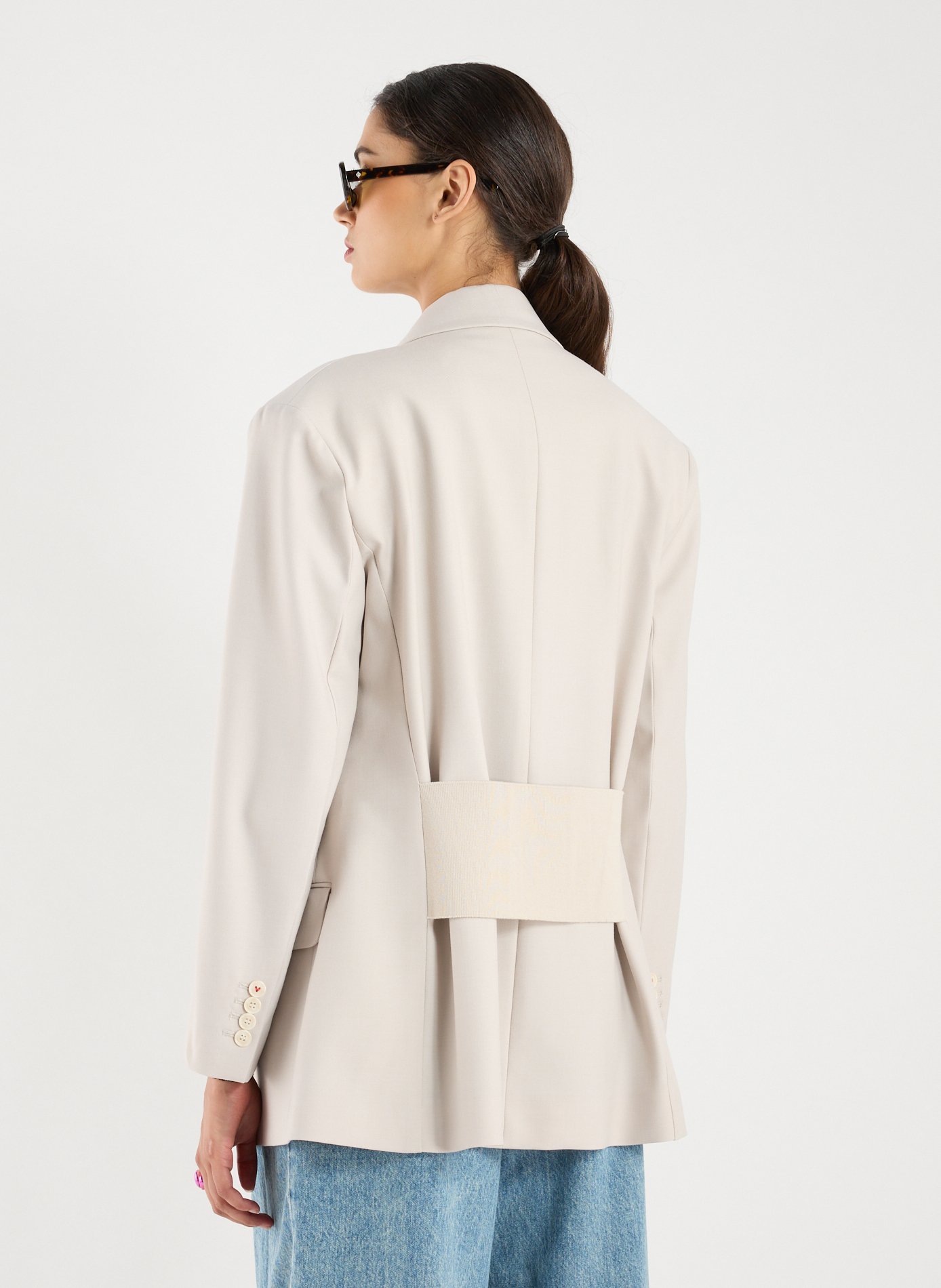 Fitted blended wool blazer VICTORIA BECKHAM Beige