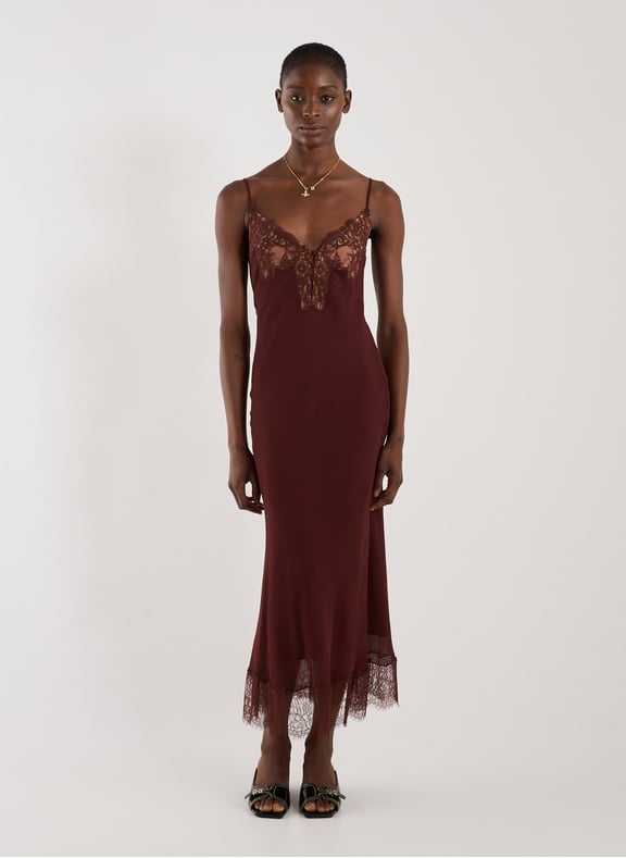 Robe bi matière Marron by SELF PORTRAIT SELF PORTRAIT Robe bi matière Marron