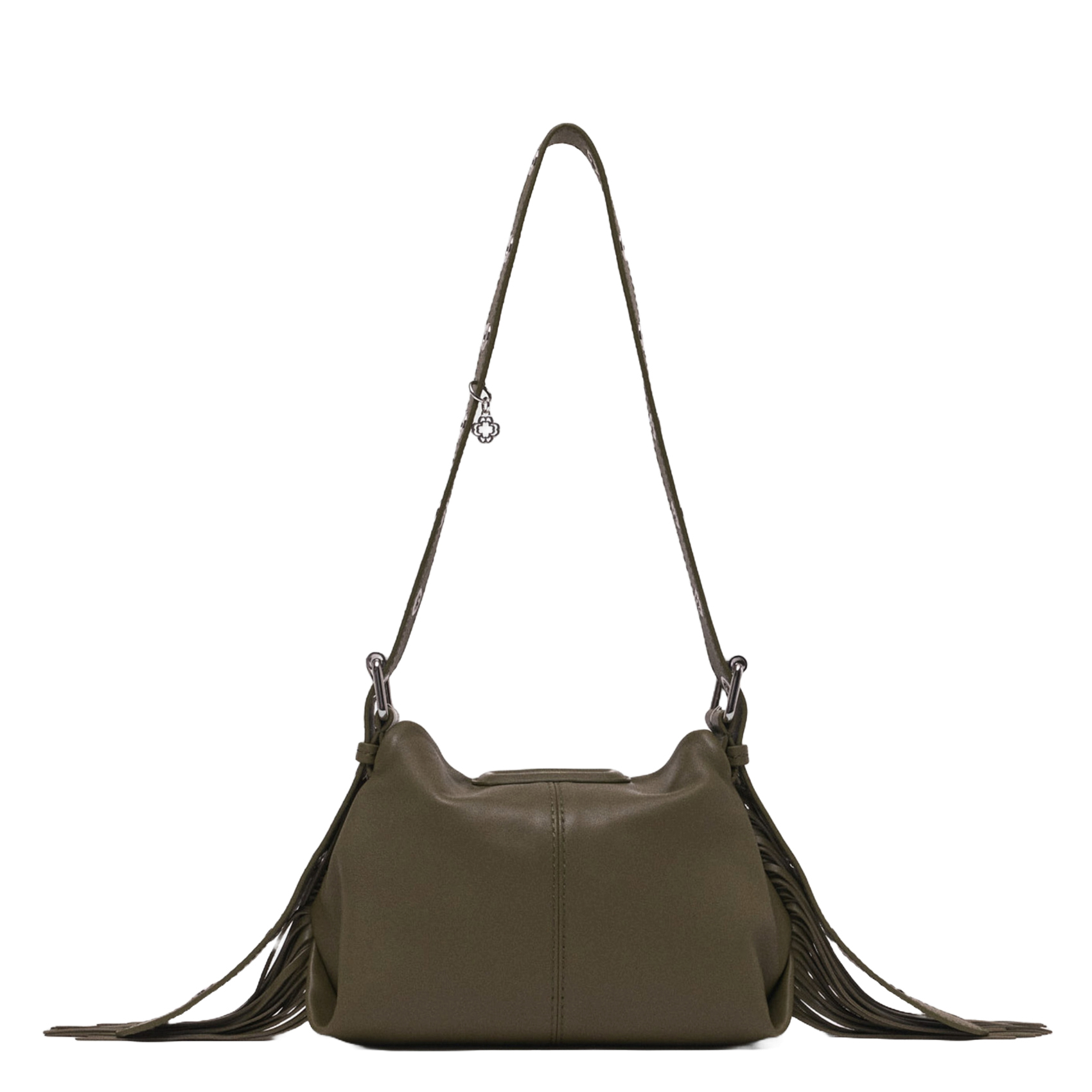 Sac bandoulière en cuir lisse miss m mini MAJE Kaki