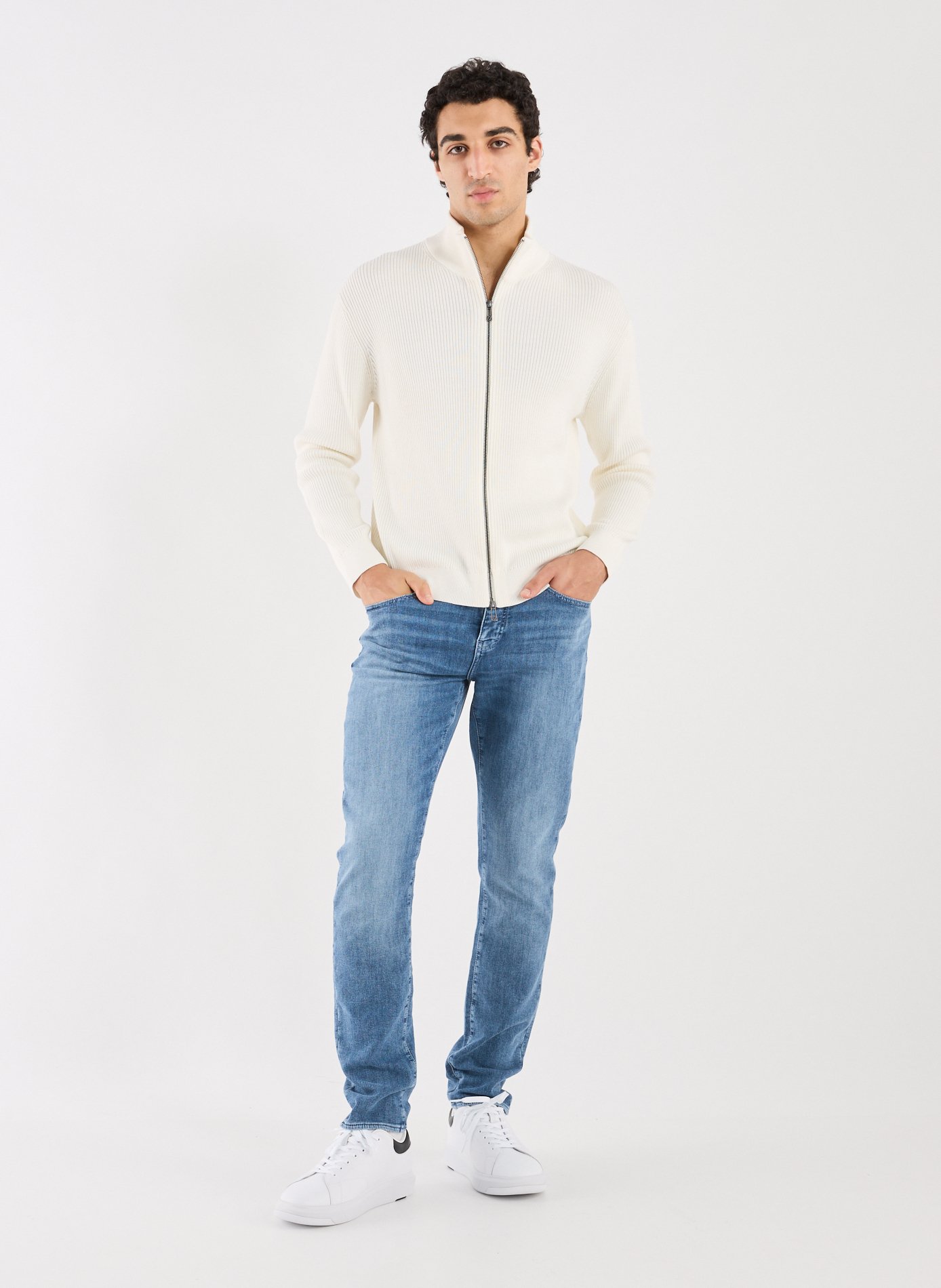 Ribbed wool and cotton blend vest ARMANI EXCHANGE White