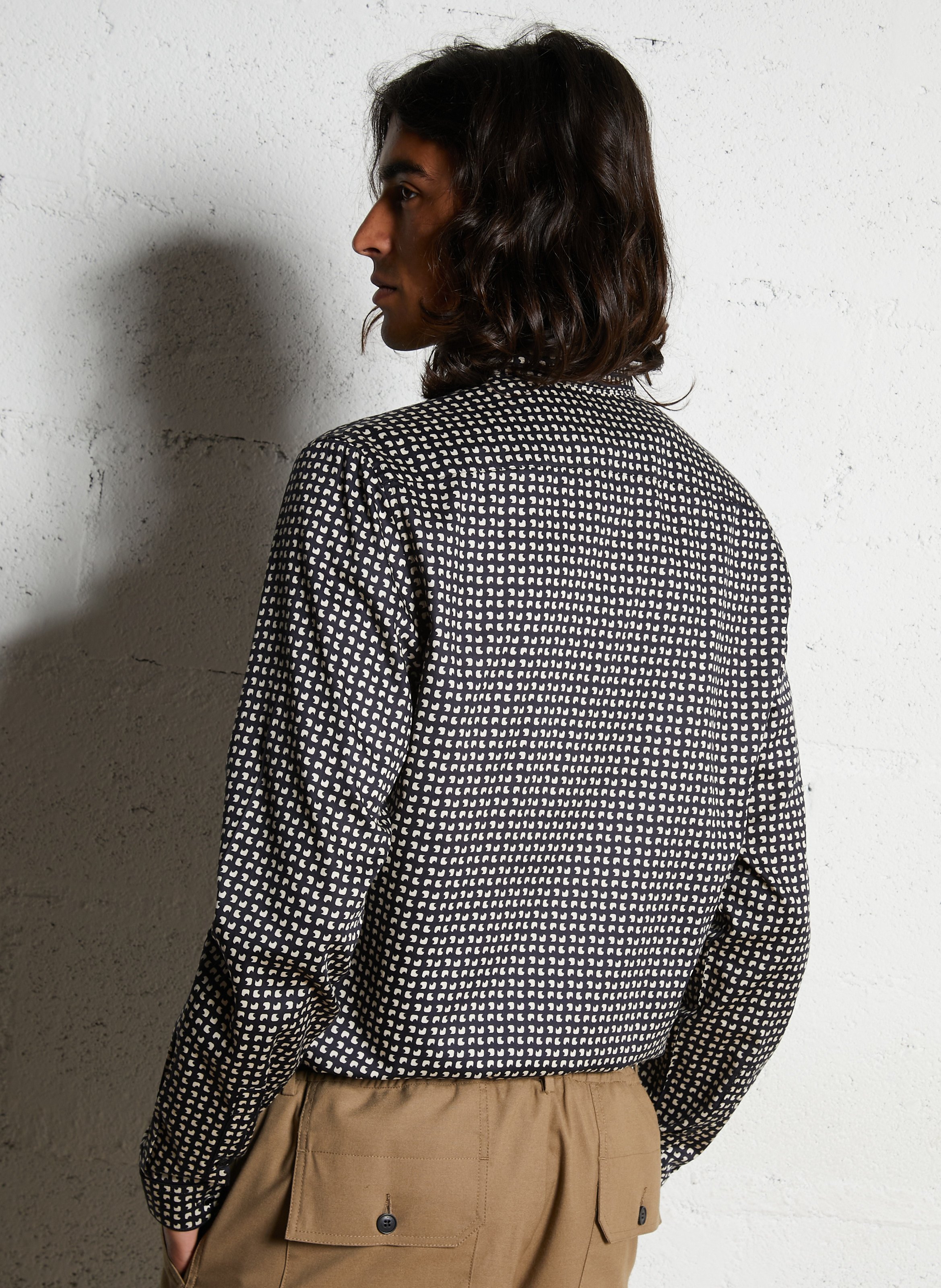 Chemise droite boutonnée à motifs IKKS Bleu