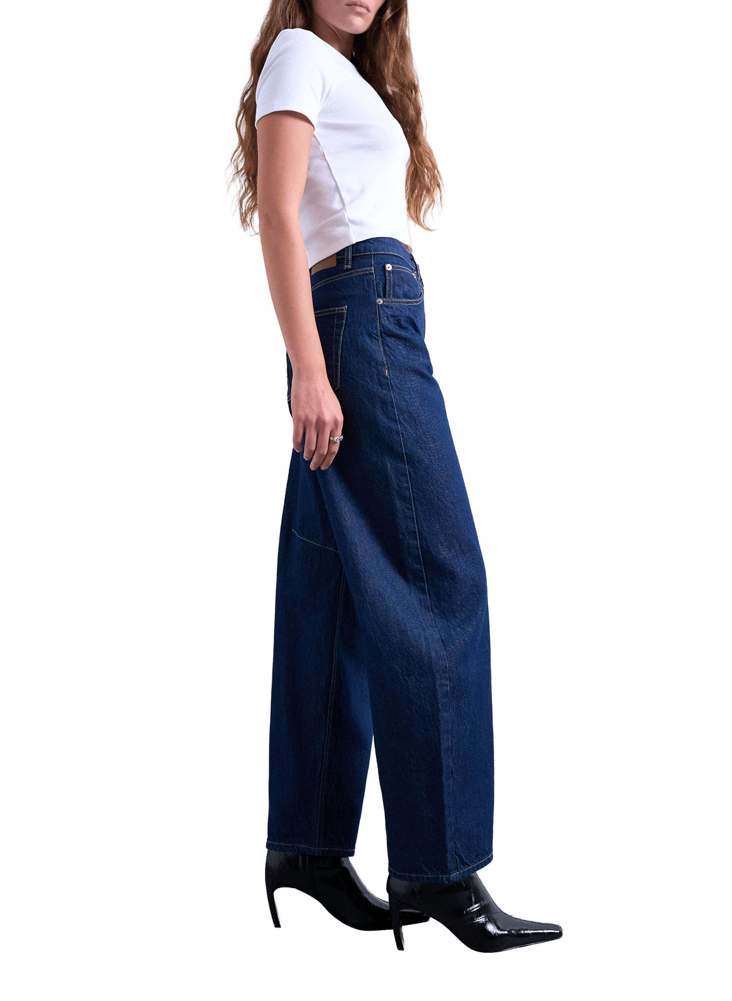 Jean large en coton TOPSHOP Bleu