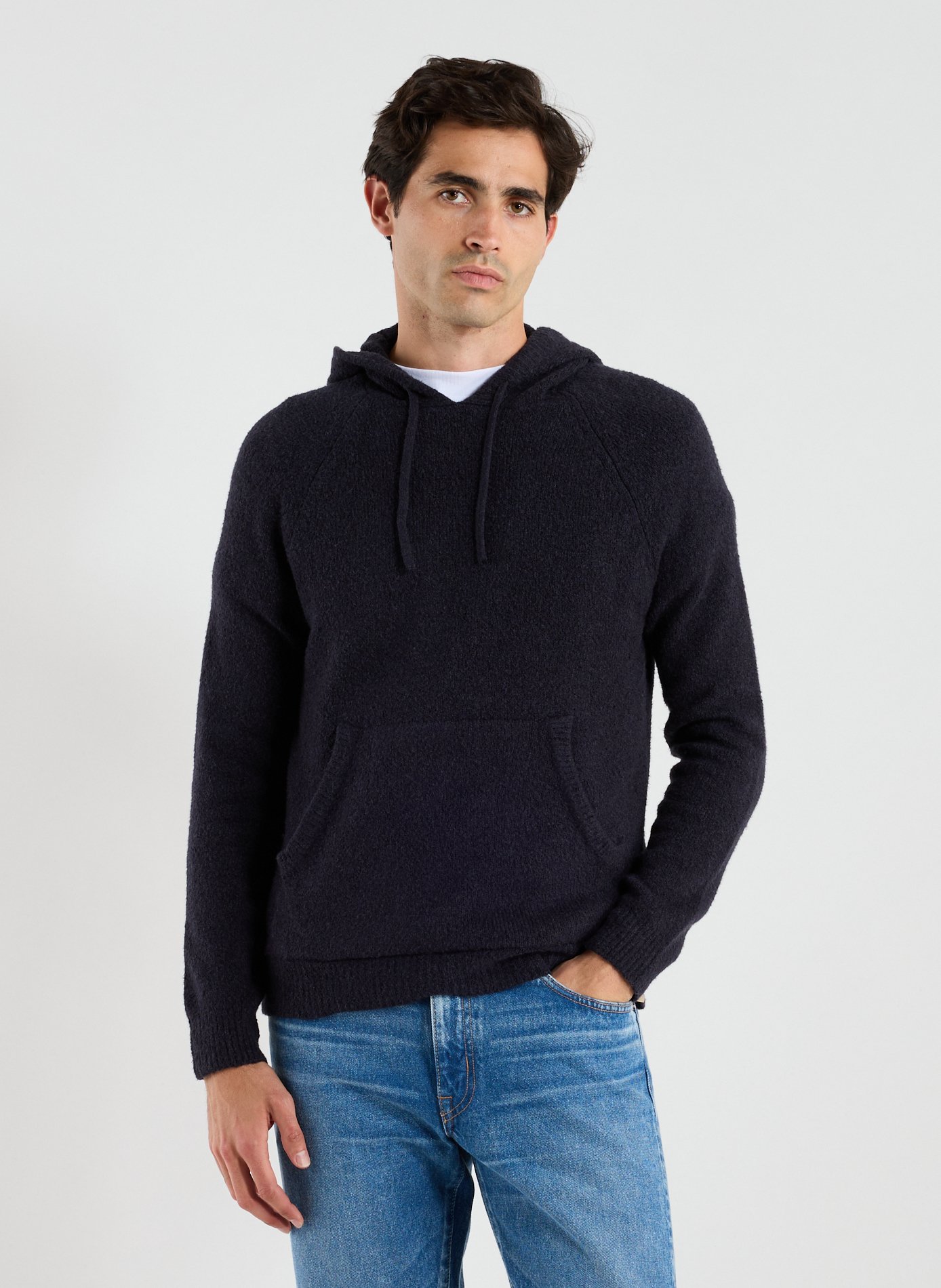 WOOLRICH Sweat droit à capuche en coton mélangé Bleu
