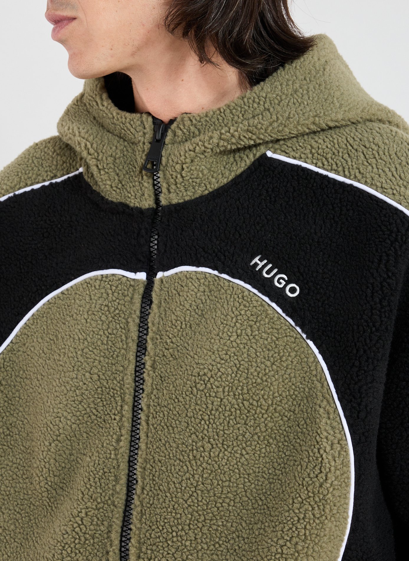 Veste polaire à capuche HUGO BLUE Kaki