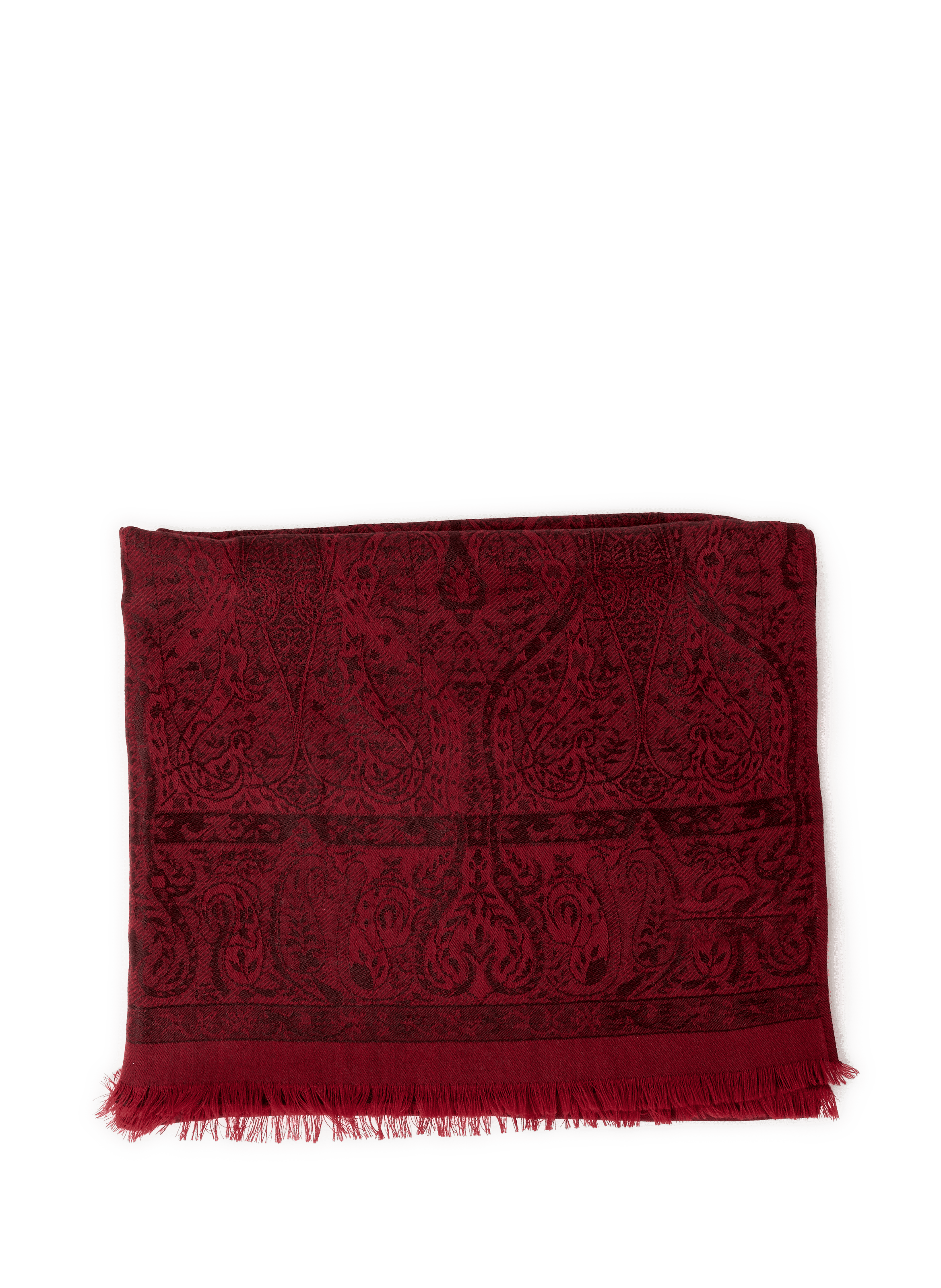 PETRUSSE Echarpe frangées en laine et soie Rouge