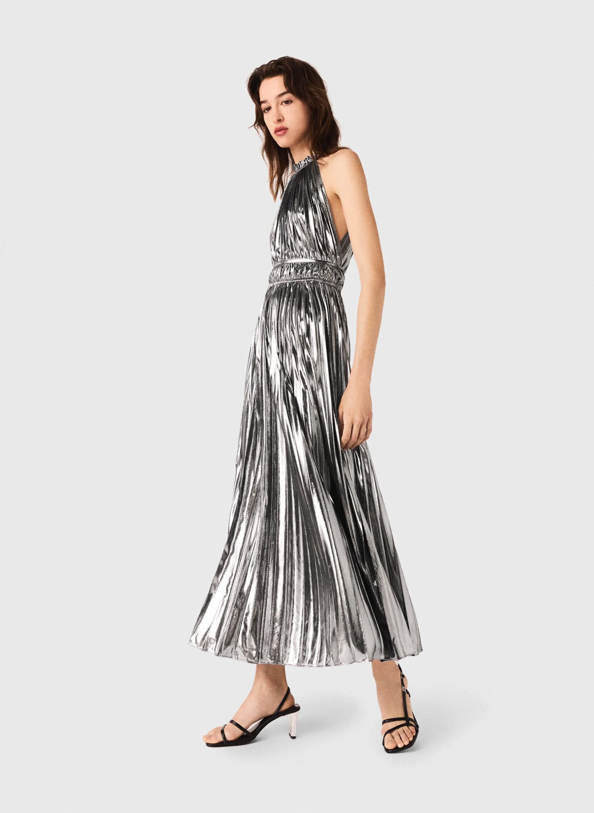 Robe longue métallisée Argent