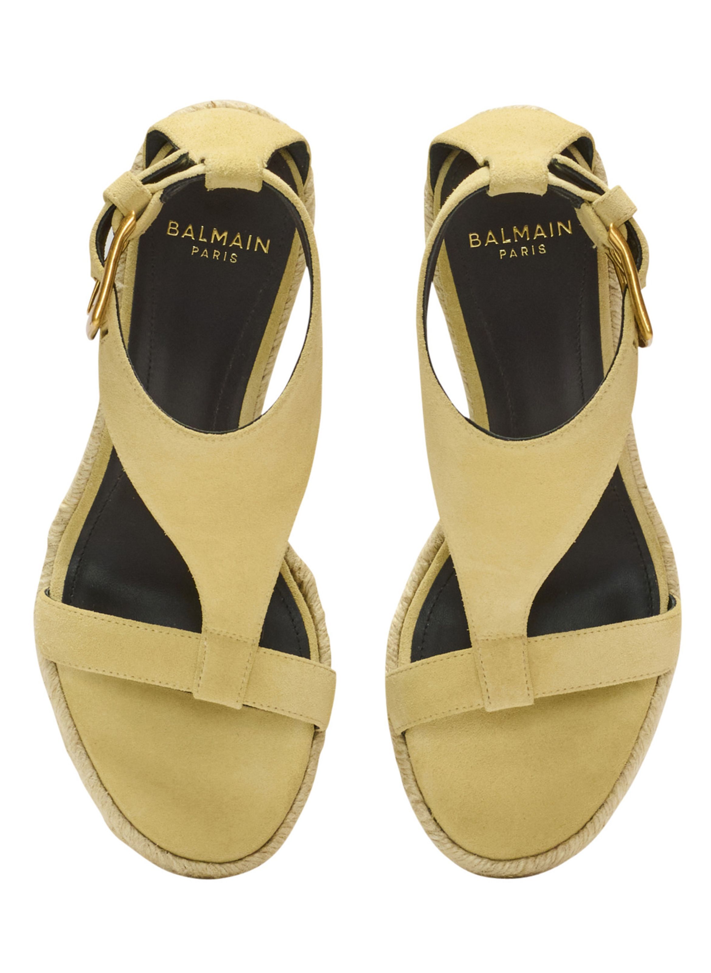 Espadrilles compensées anthem en daim BALMAIN Beige