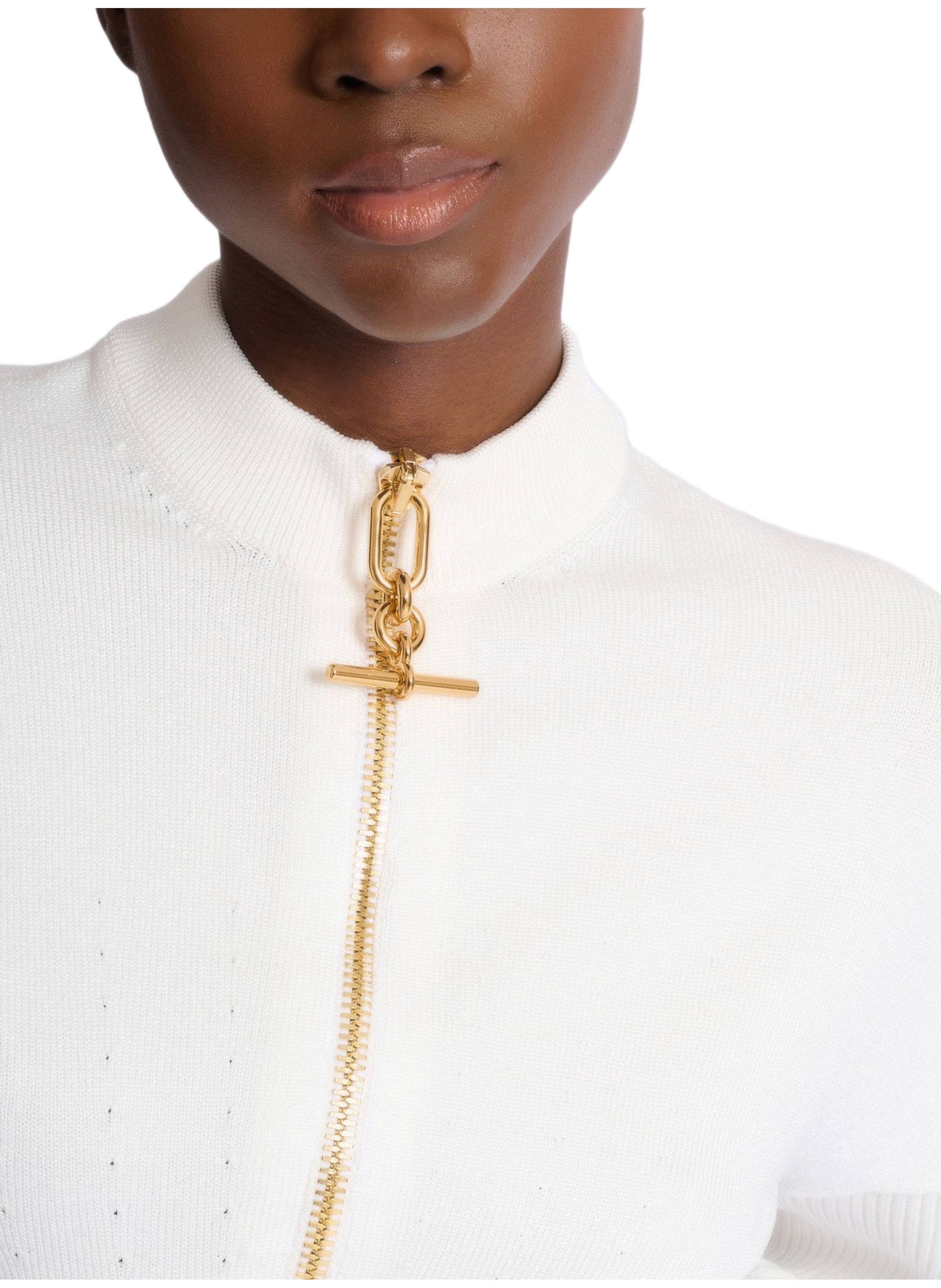 Cardigan zippé en maille BALMAIN Blanc