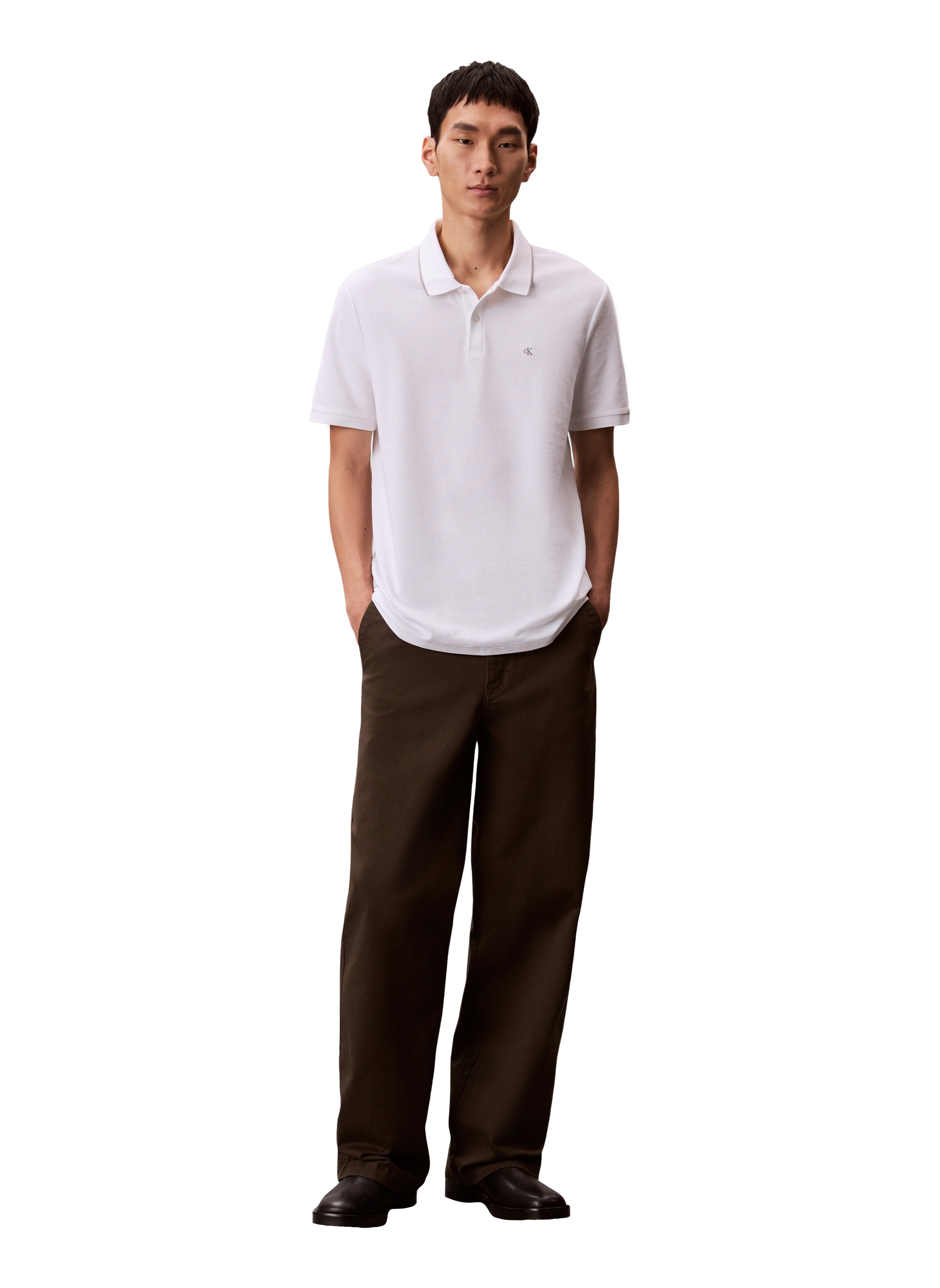 Short-sleeved cotton polo shirt CALVIN KLEIN White