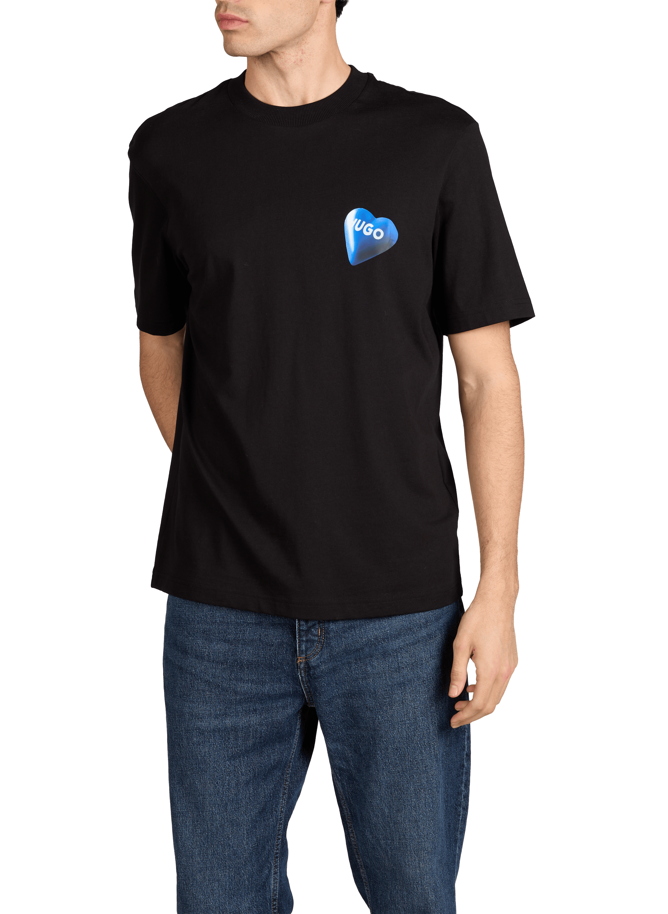 Cotton Logo T-shirt HUGO BLUE Black