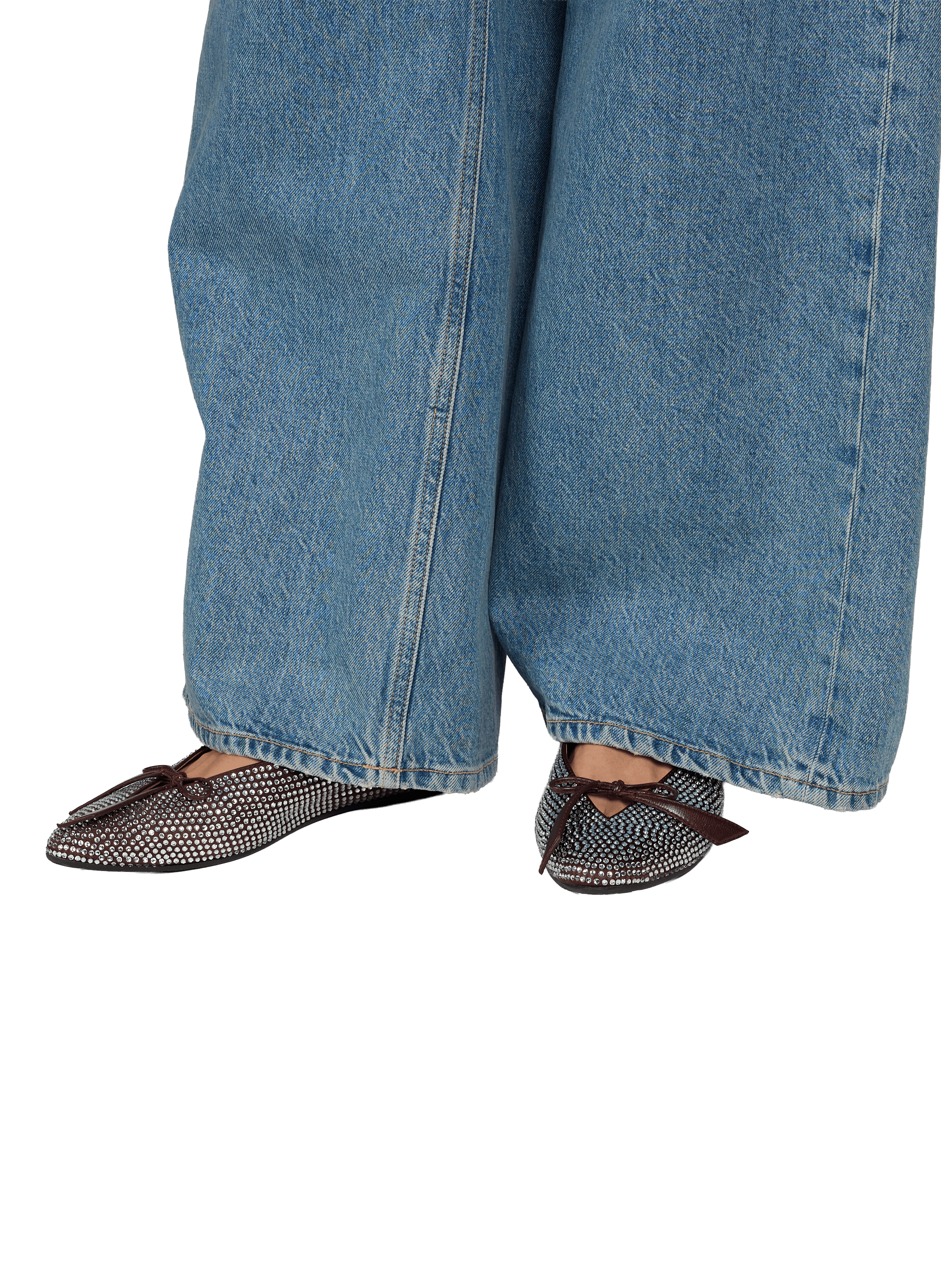 Ballet flats with rhinestones and bow THE ATTICO Brown