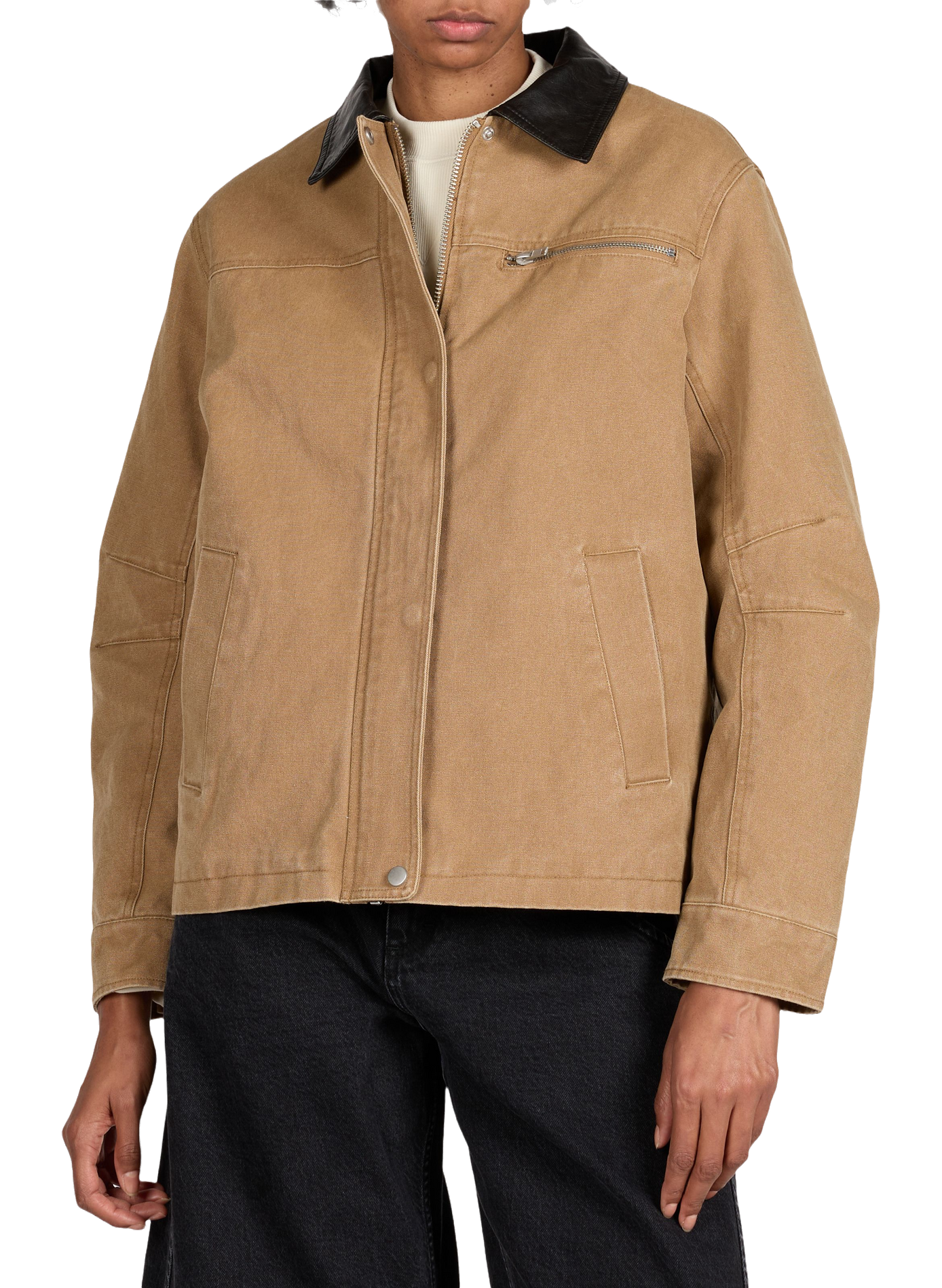 Veste ample à col classique contrastant TOPSHOP Beige