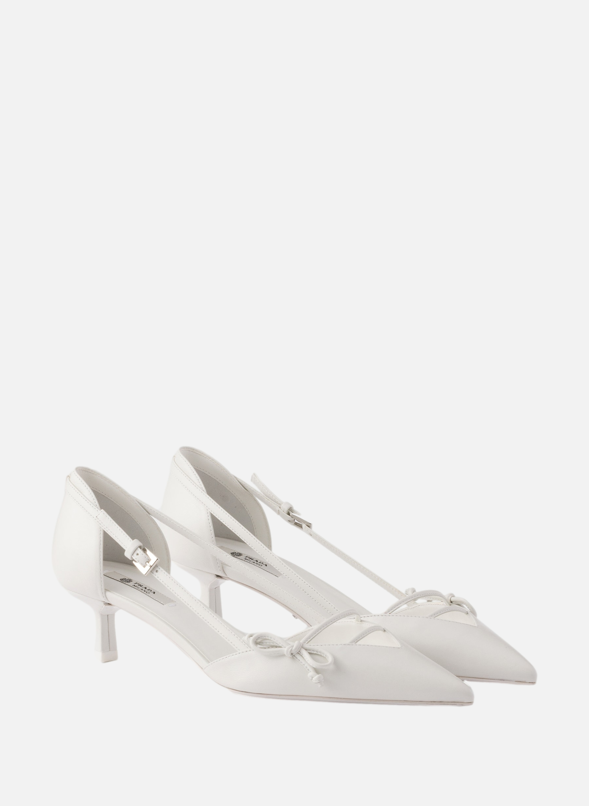 Escarpins en cuir à côtés ouverts PRADA Blanc