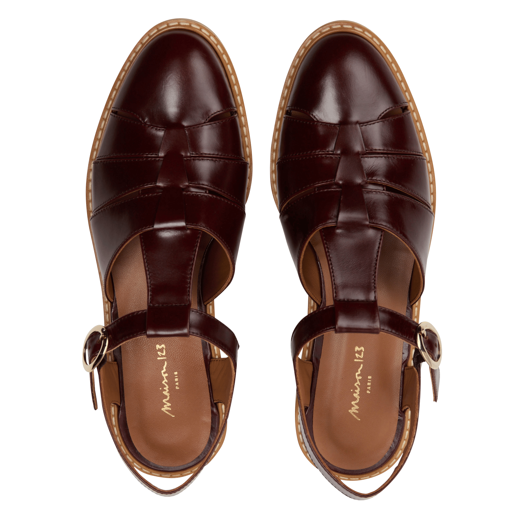 Sandales plates en cuir sullivan MAISON 123 Rouge