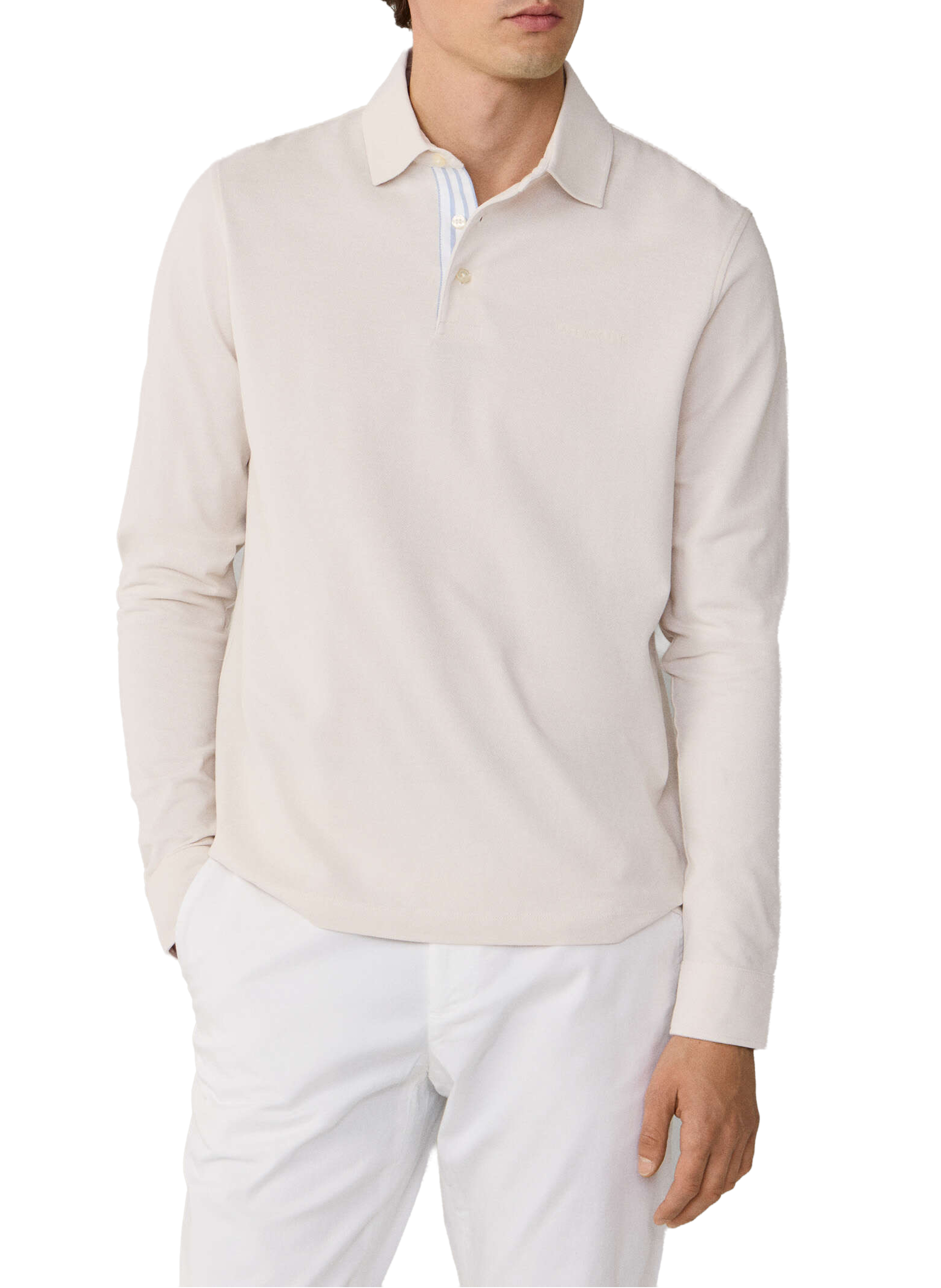 Long-sleeve cotton Polo shirt FACONNABLE White