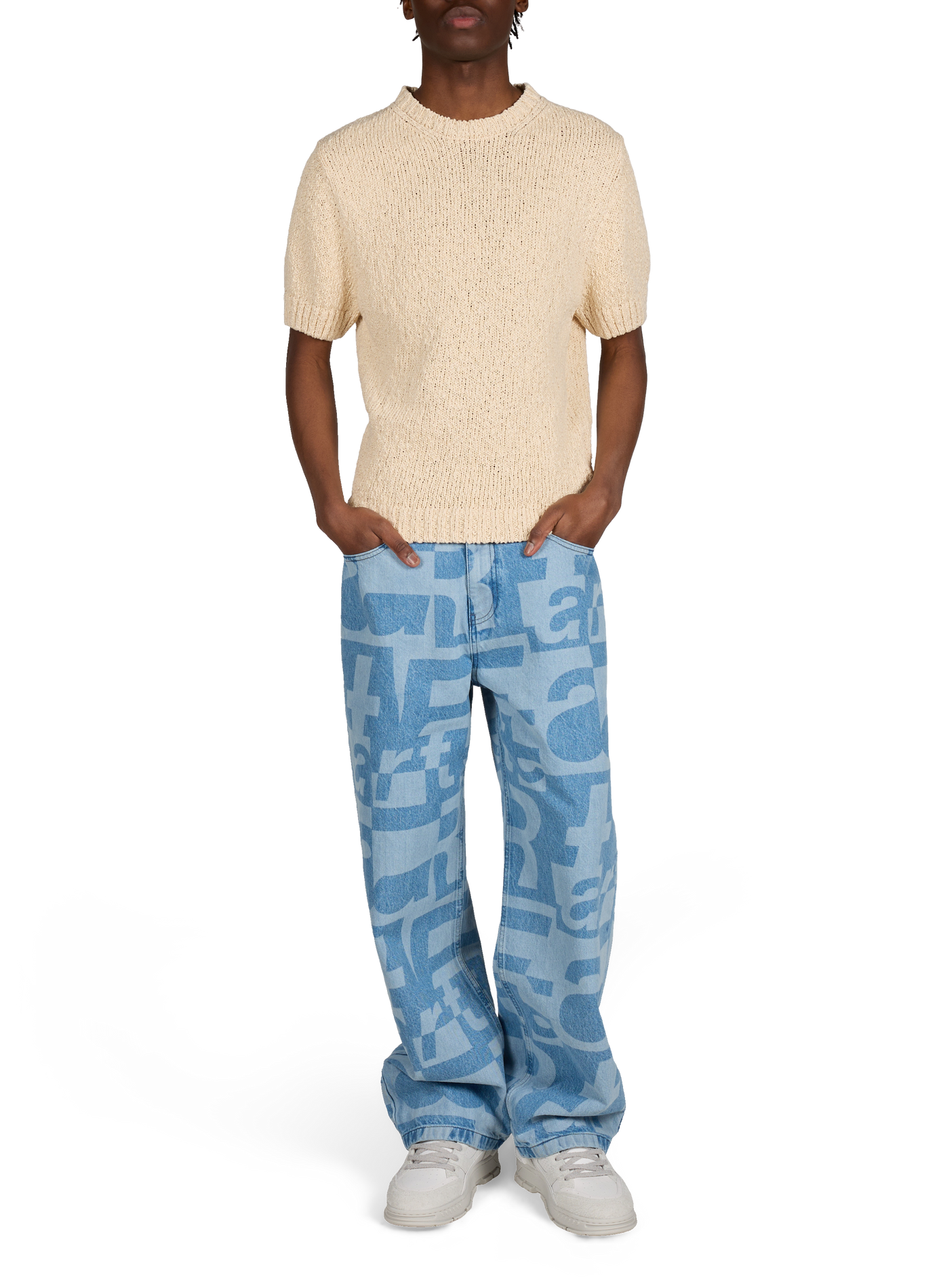 Jean imprimé logo all-over en coton ARTE ANTWERP Bleu