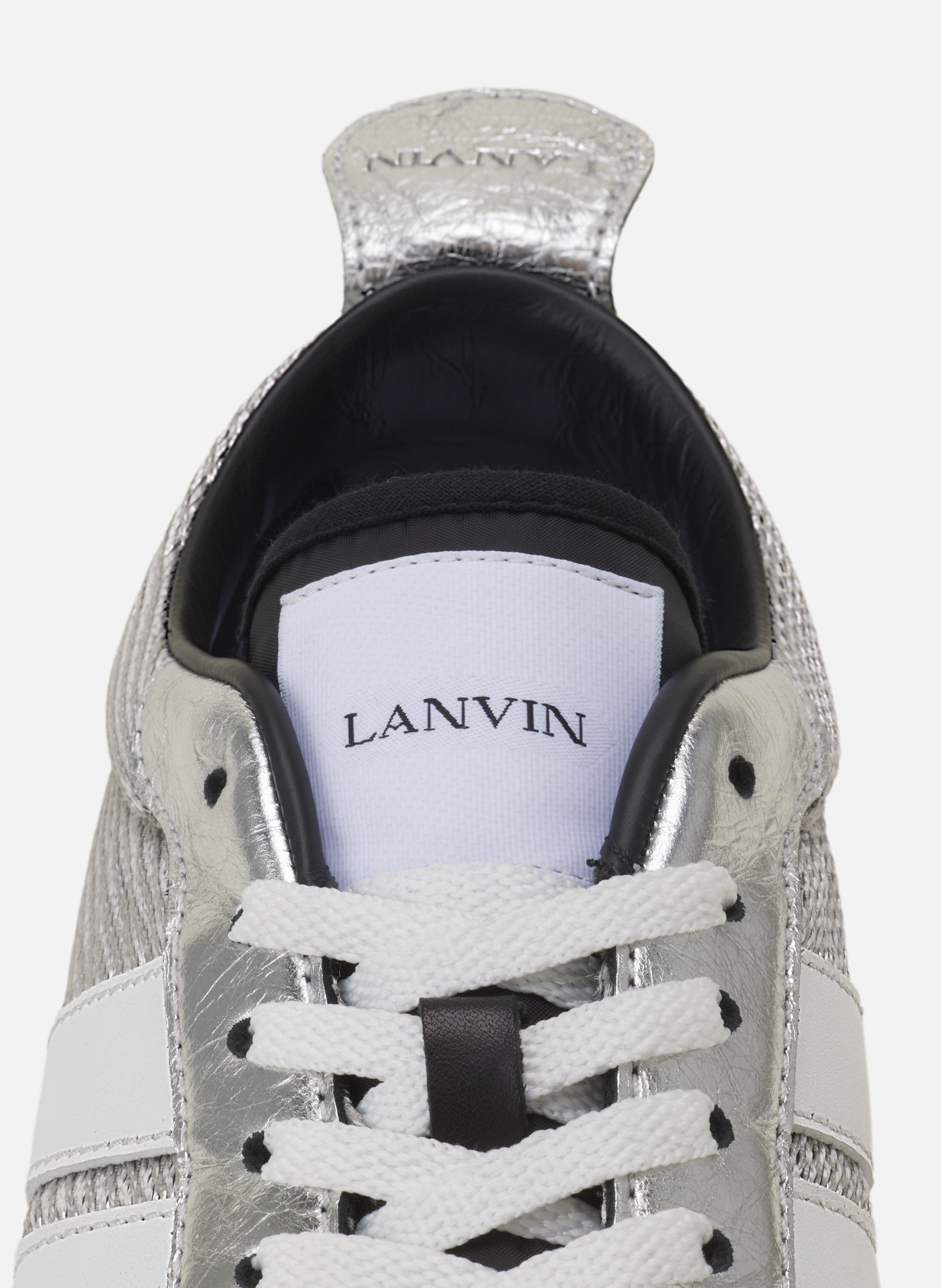 Sneakers bumpr en cuir metallise froisse LANVIN Blanc