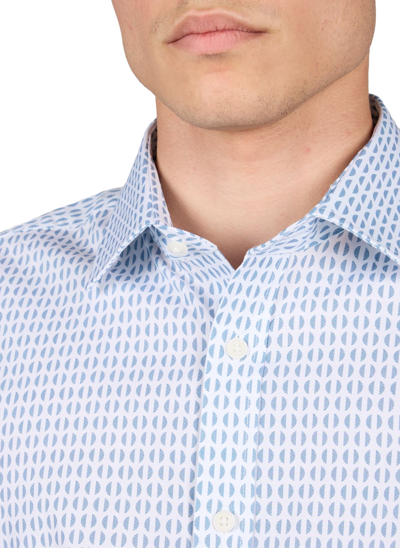 Hemd mit gemustertem Baumwollmischgewebe PIERRE CARDIN Blau