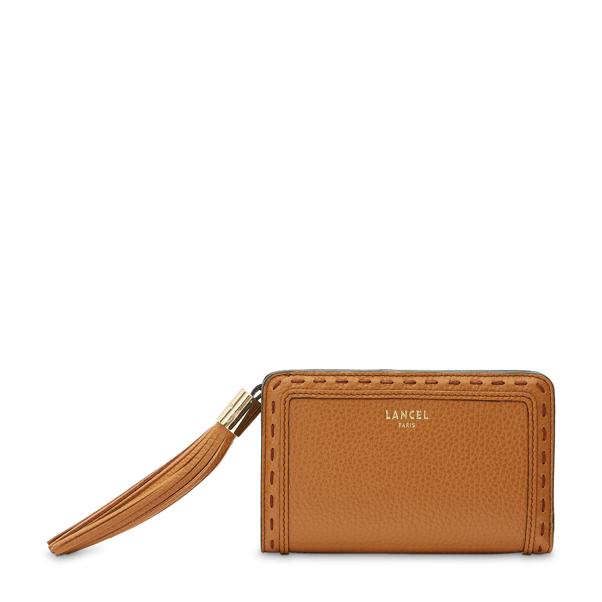 Compact rectangular wallet premier flirt by lancel in leather  Camel