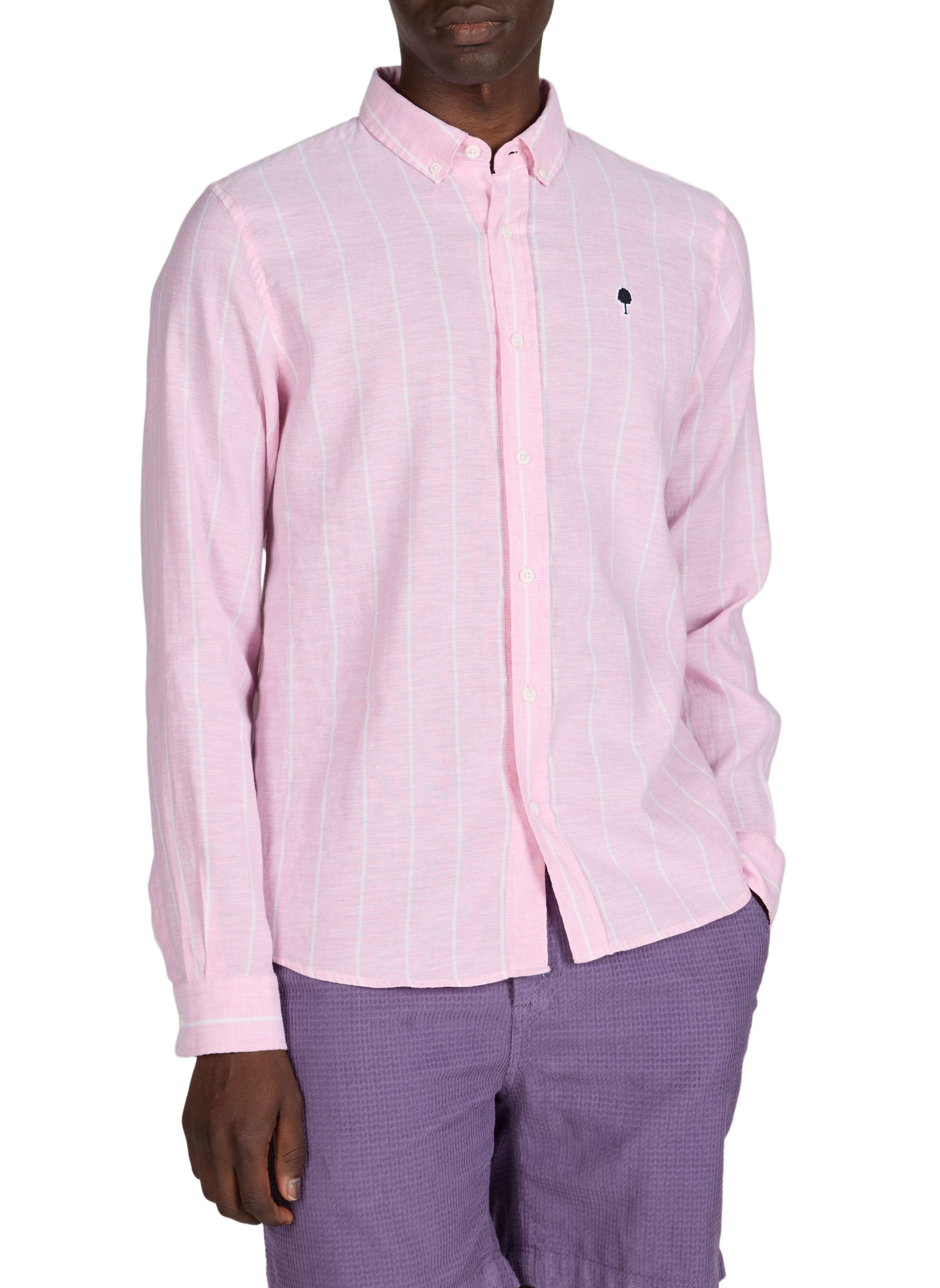 Striped Ivoy shirt in a blend of cotton and linen FAGUO Pink
