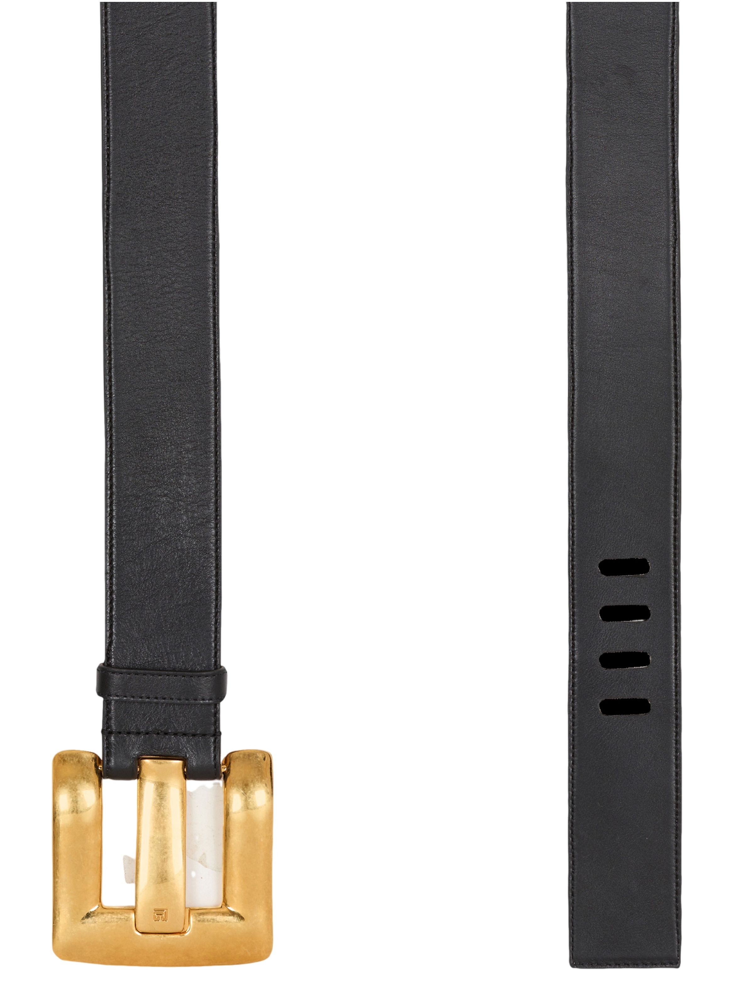 Ceinture anthem en cuir lisse BALMAIN Noir