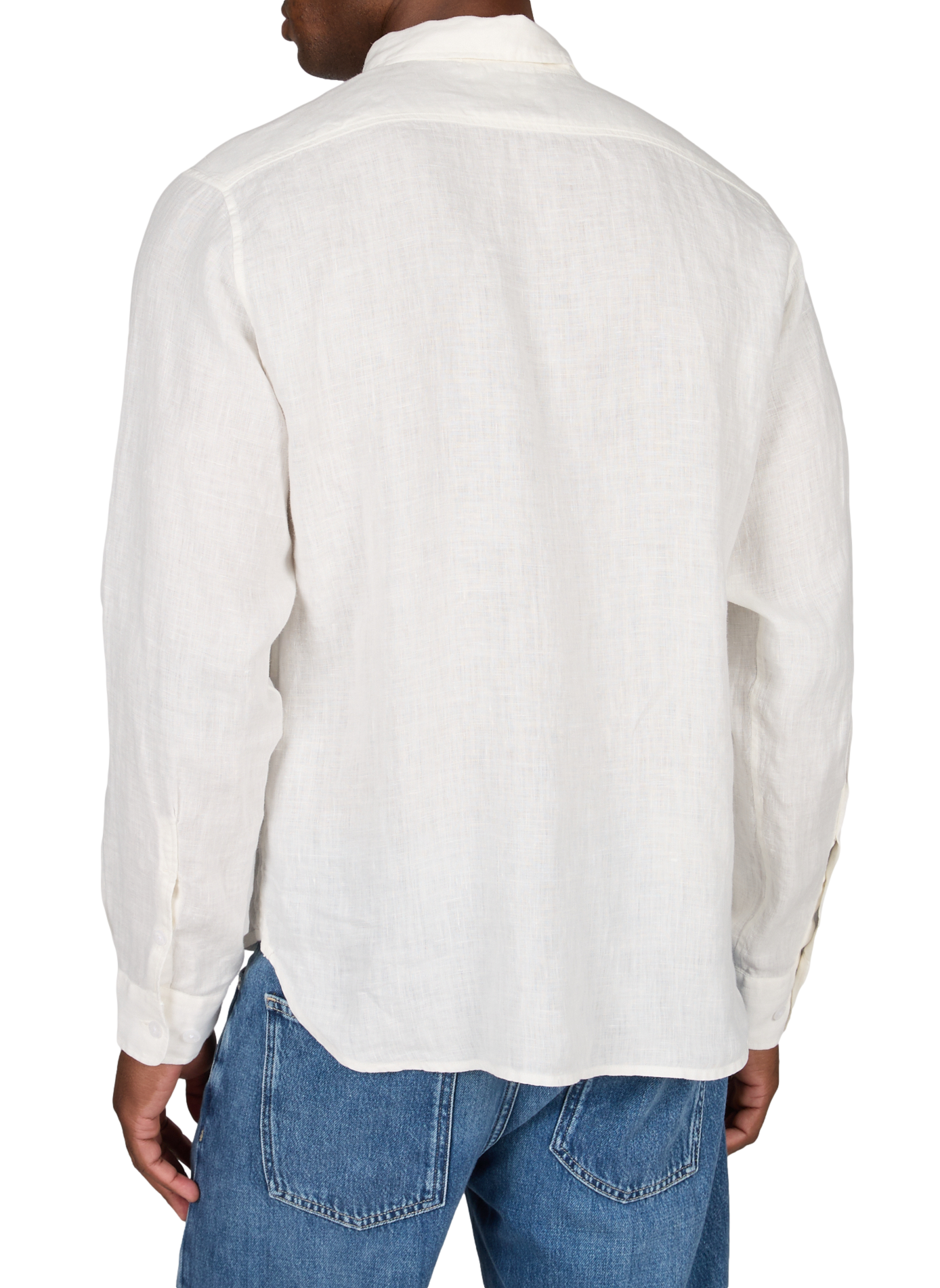 Chemise unie à poches à rabat avec logo imprimé en lin CP COMPANY Blanc