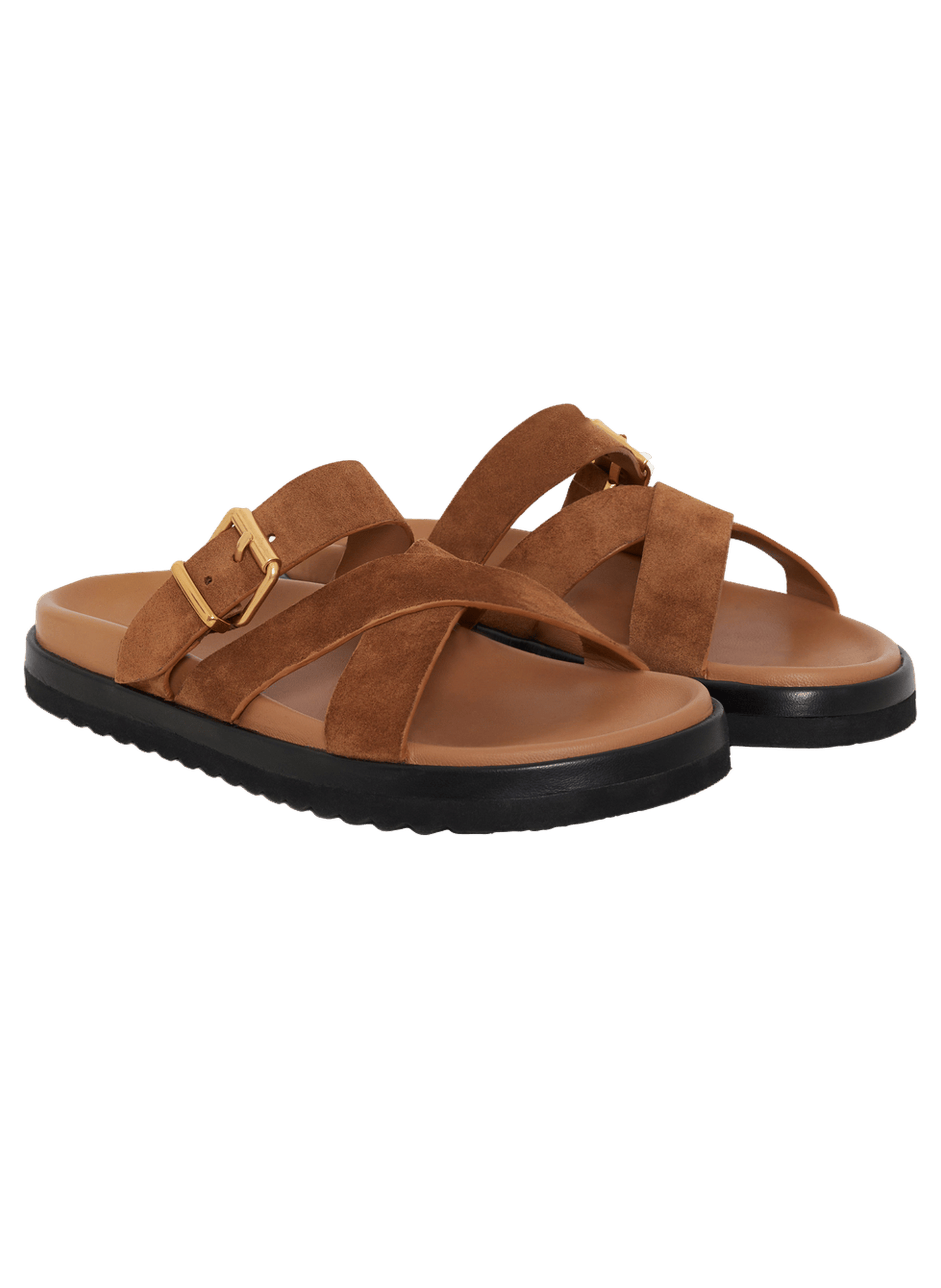Sandales en cuir velours à semelle crantée - jean GERARD DAREL Marron