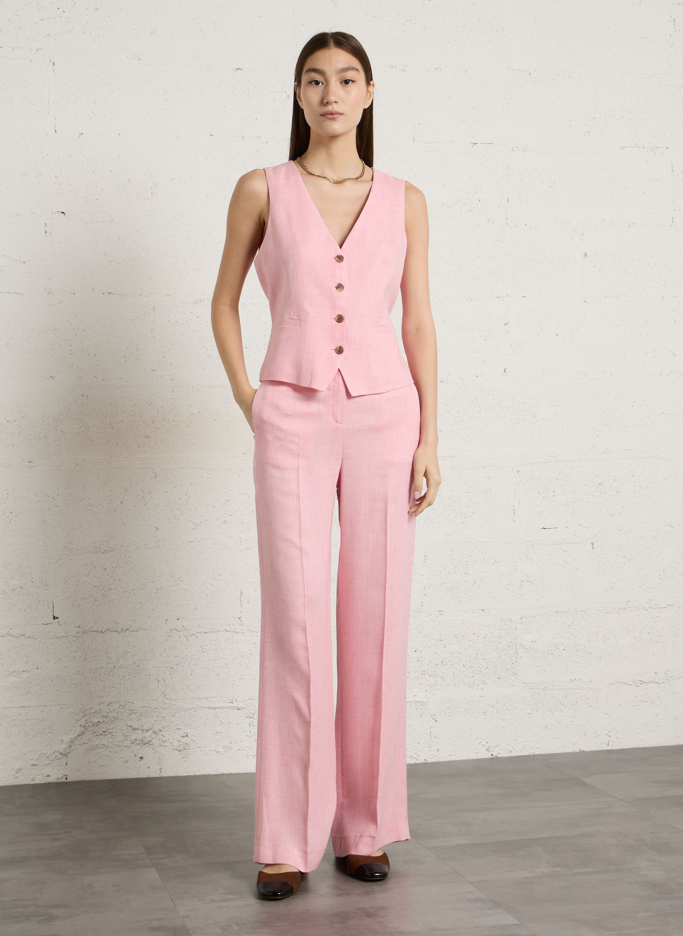 Gilet tailleur boutonné uni abel MAISON 123 Rose