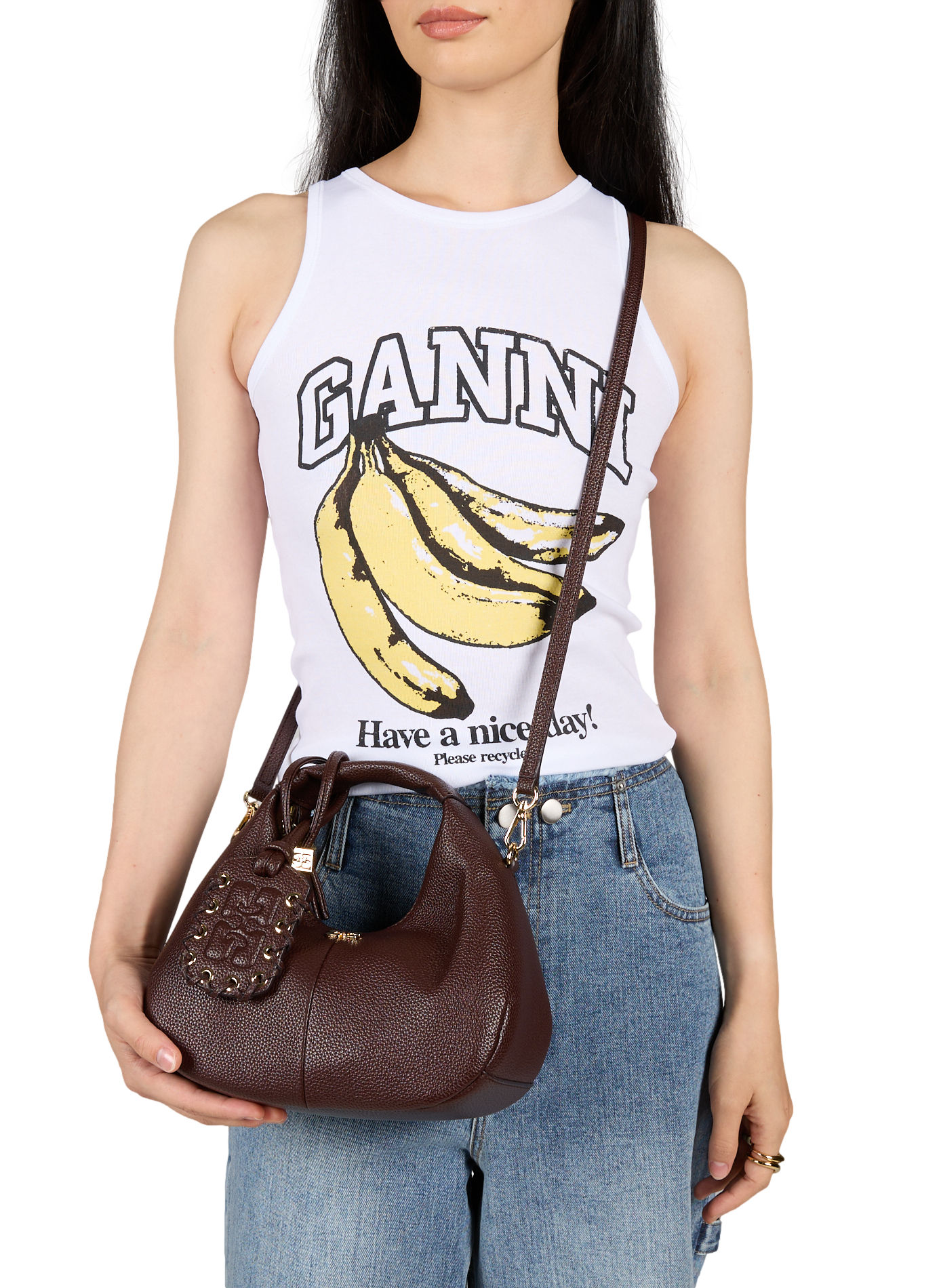 Cleo leather handbag GANNI Brown