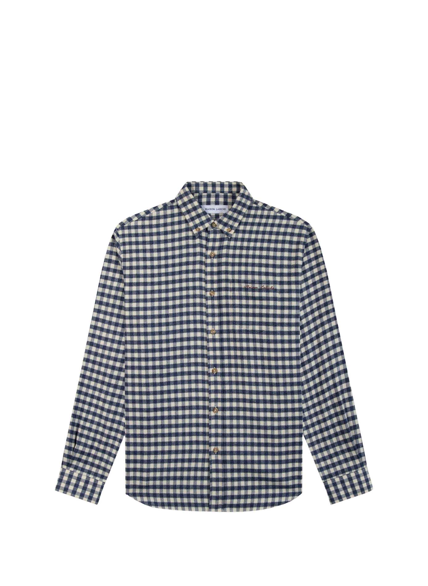 Straight fit button-down collar checkered cotton shirt MAISON LABICHE Blue