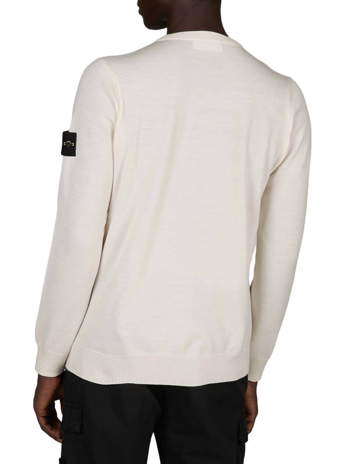 Pull droit à badge sur poche en laine STONE ISLAND Beige