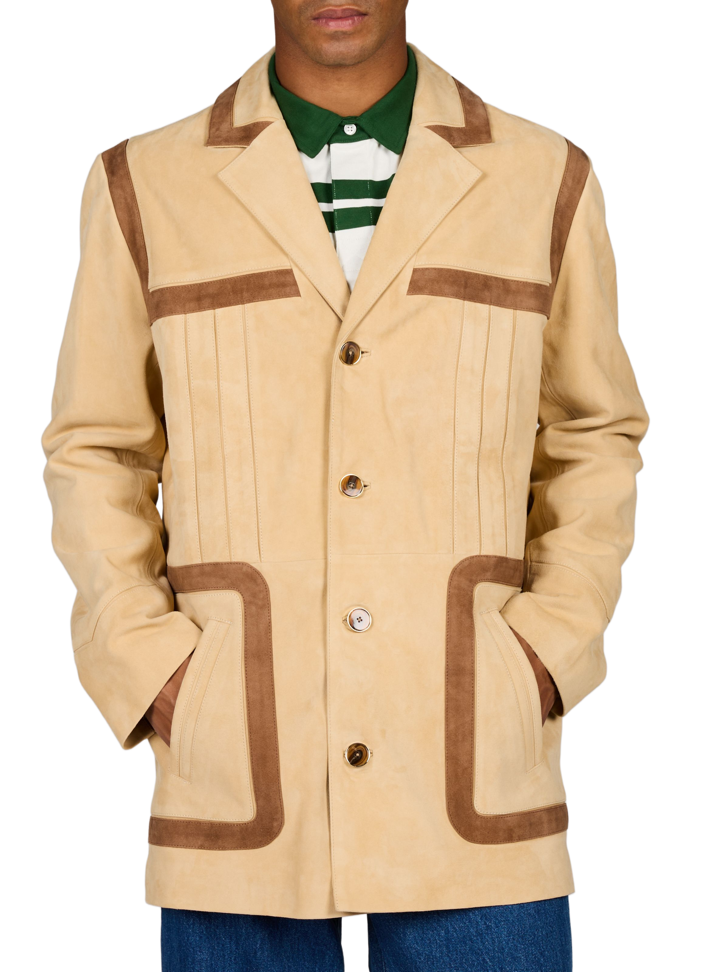 Veste blazer en cuir DROLE DE MONSIEUR Beige