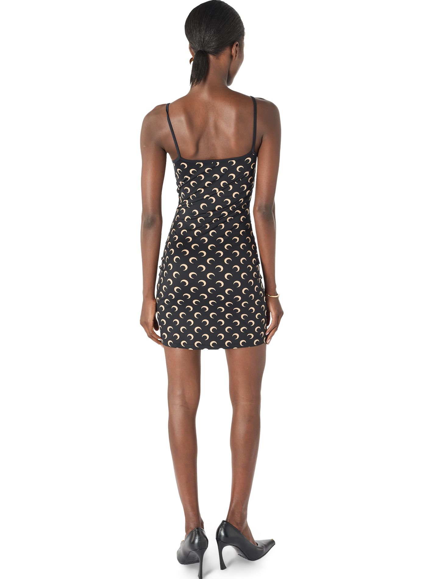 Mini-robe à bretelles en jersey imprimé moon MARINE SERRE Beige