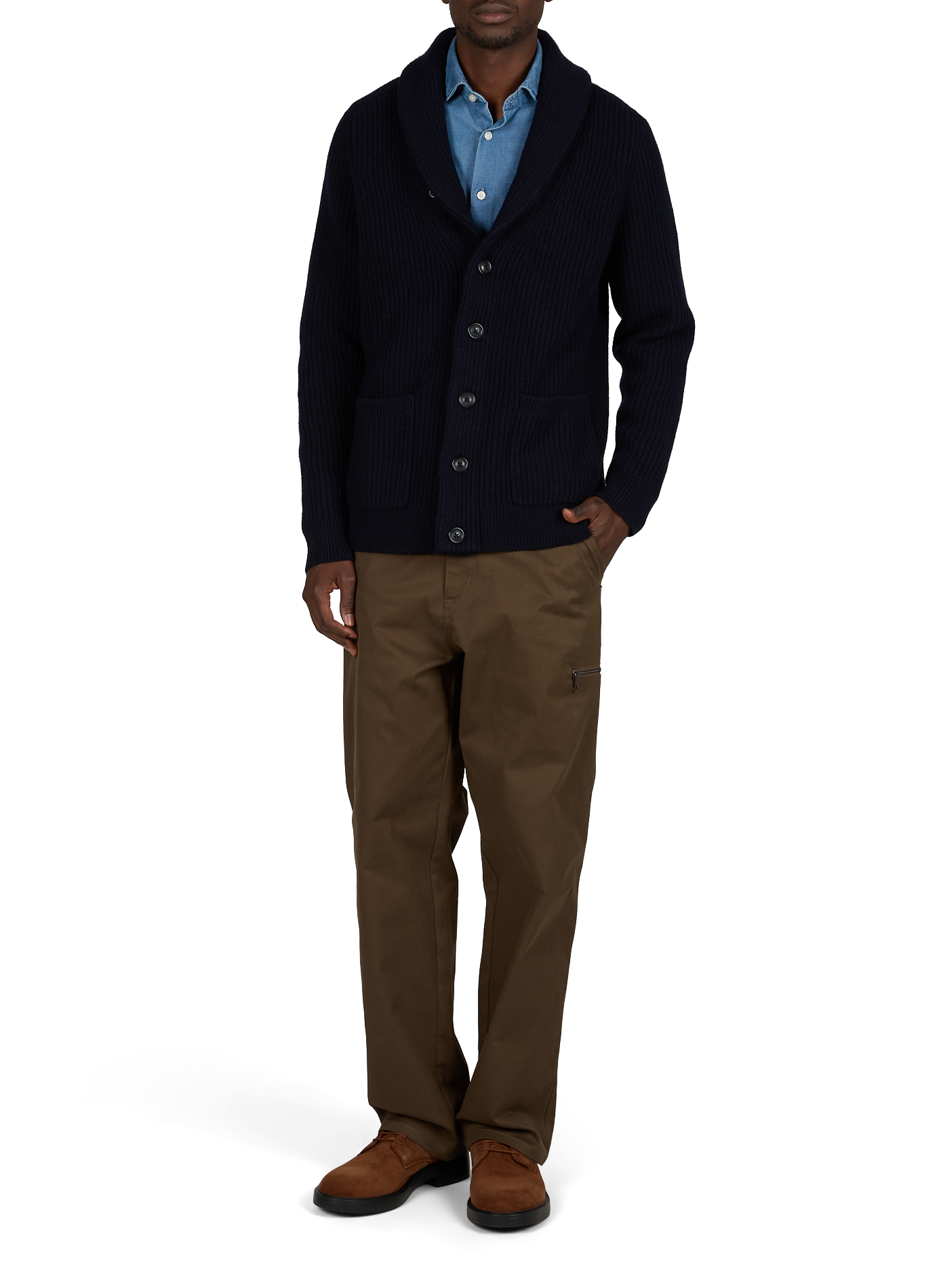 Gebreide wollen mix trui met knoopsluiting GANT Blauw