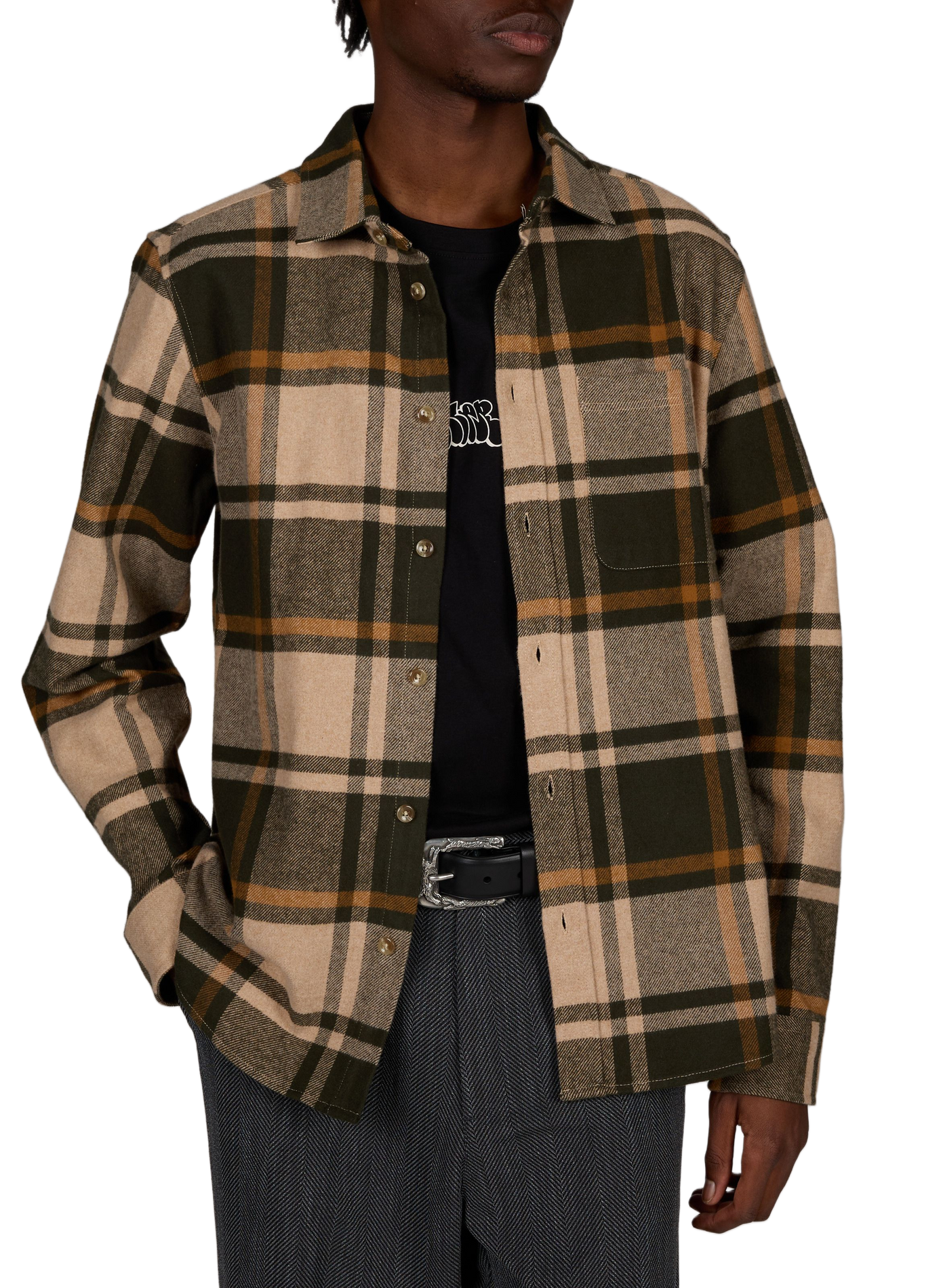 Straight cotton check shirt LES DEUX Green