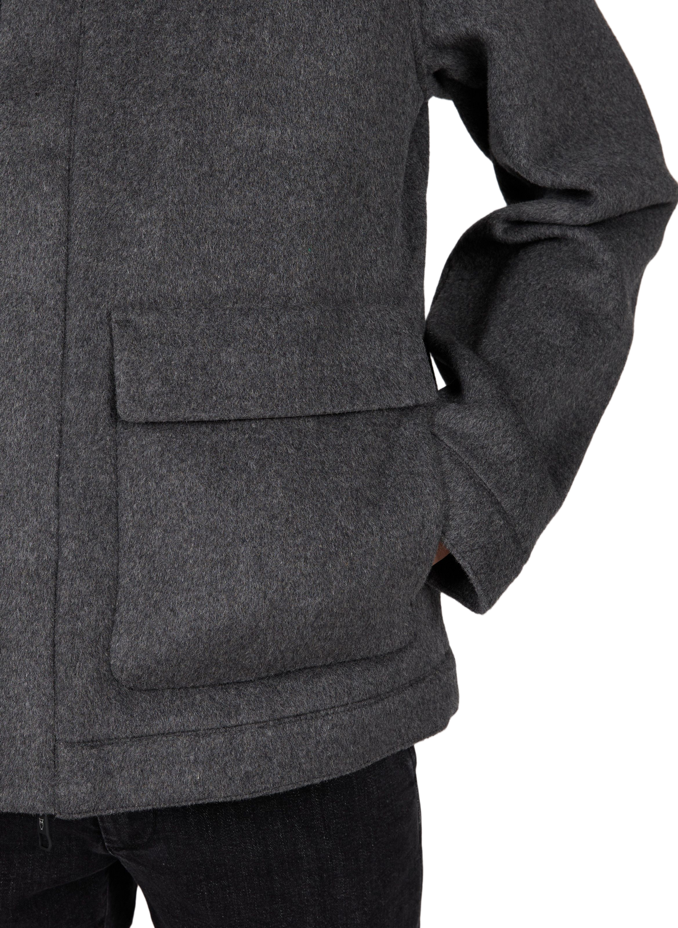 Mittellange Wolljacke KNOWLEDGE COTTON Grau