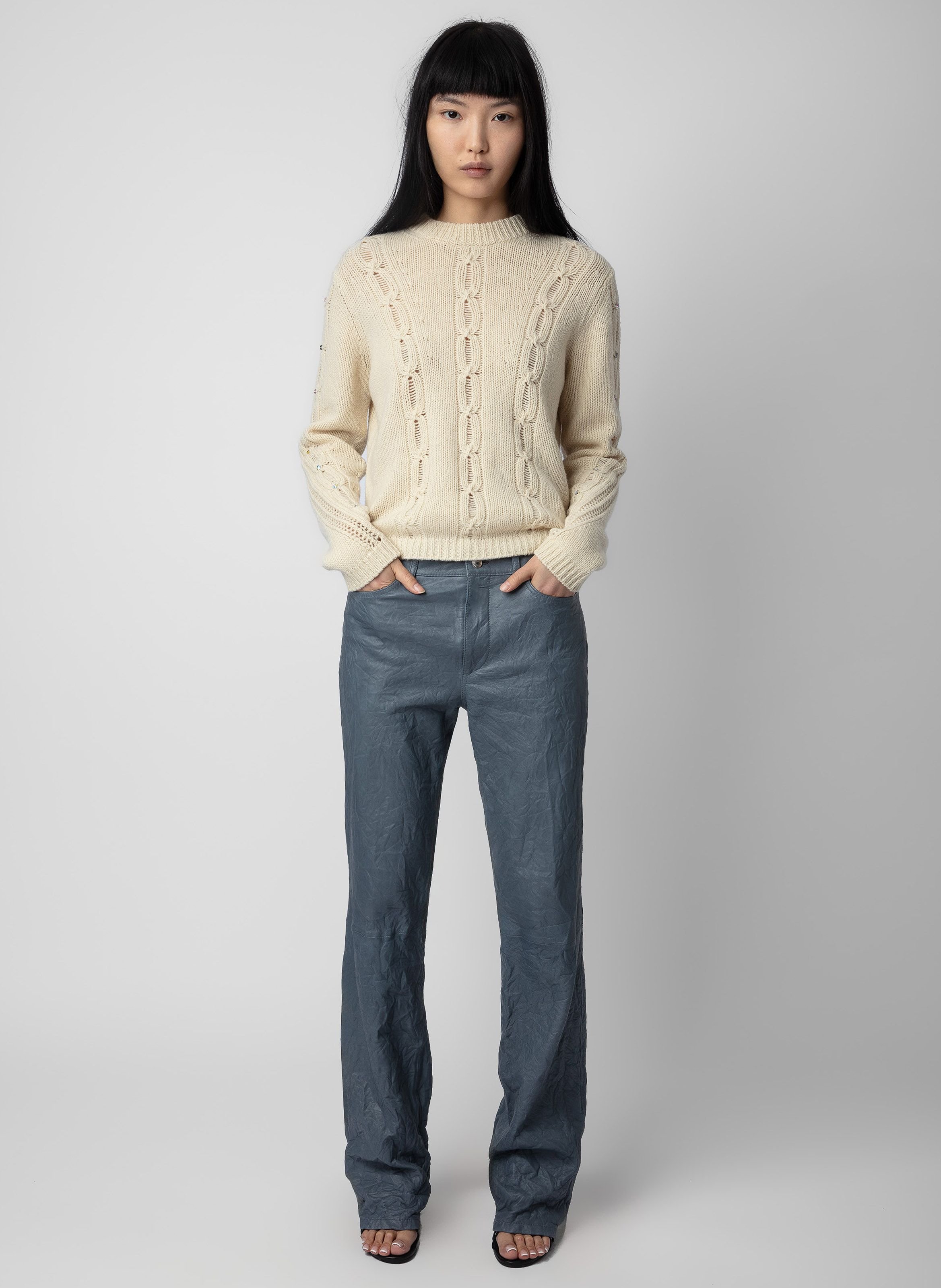 Pull Femme Rose Torsadé En Laine - Taille M, Style Pull (Neuf Sans étiquettes)
