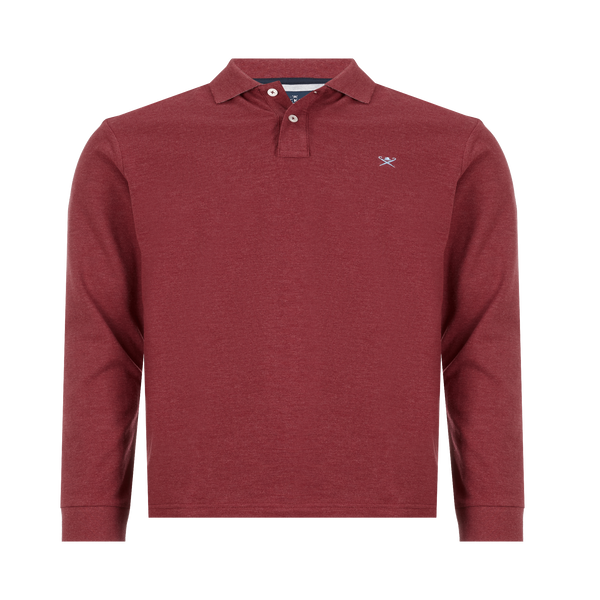 Hackett Long-sleeved Cotton Polo Shirt In Red